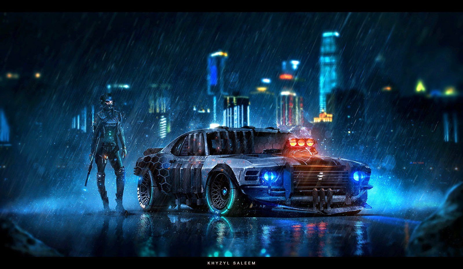 Sci Fi Vehicle HD Wallpaper: Neon Rain