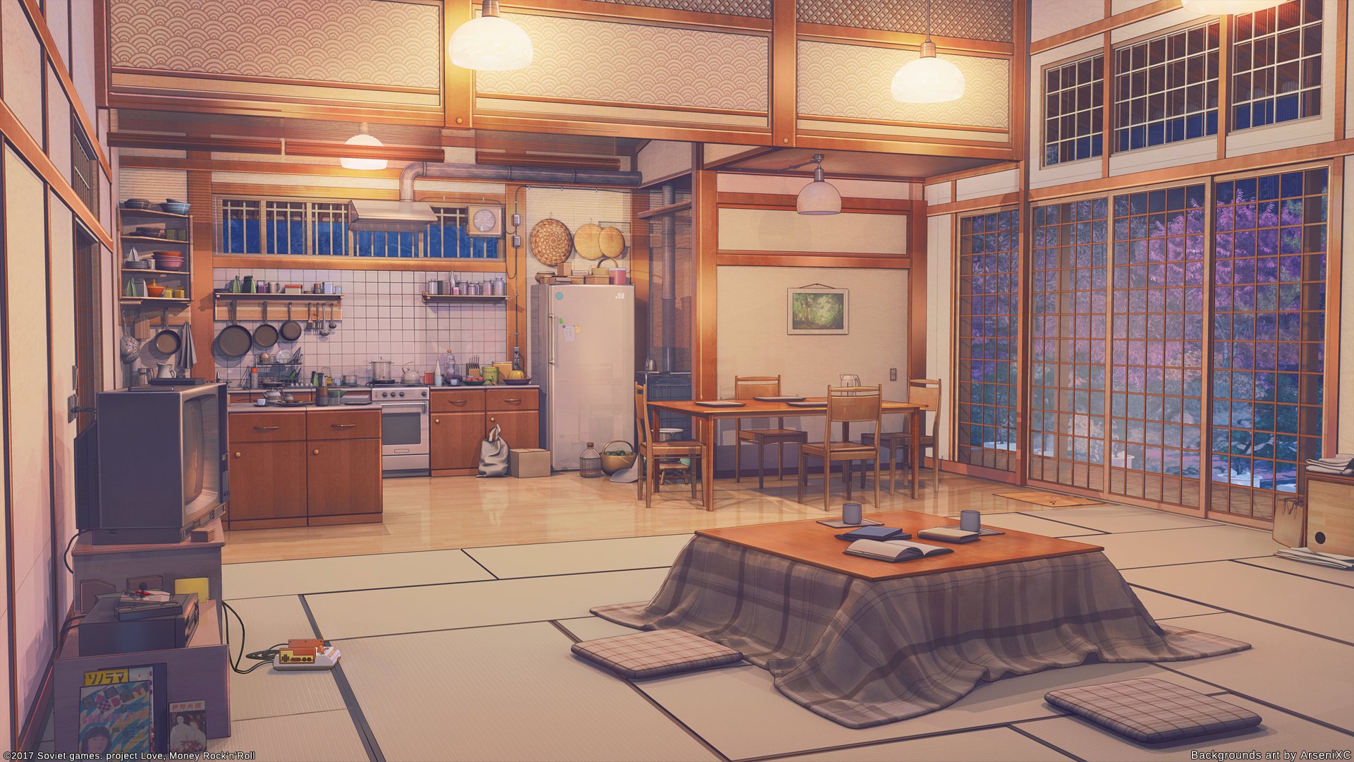 Cozy Anime Kitchen HD Wallpaper
