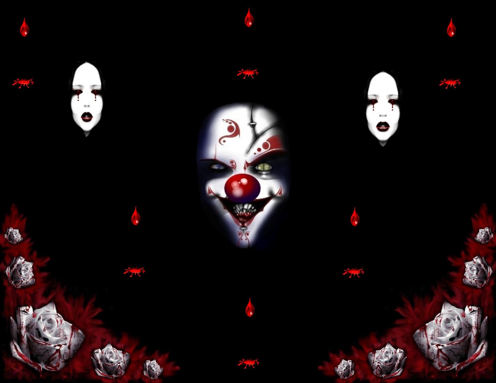 EVil lady and clown. Graphics
