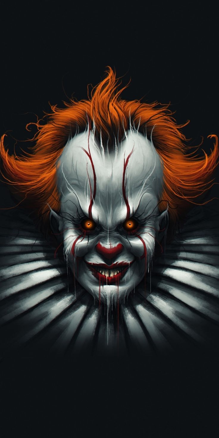 Clown, face, creepy, minimal, 1080x2160