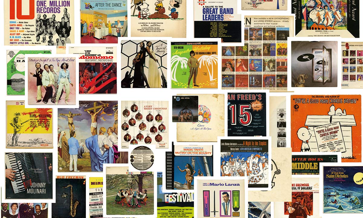 Vintage Record Album Collage Mural