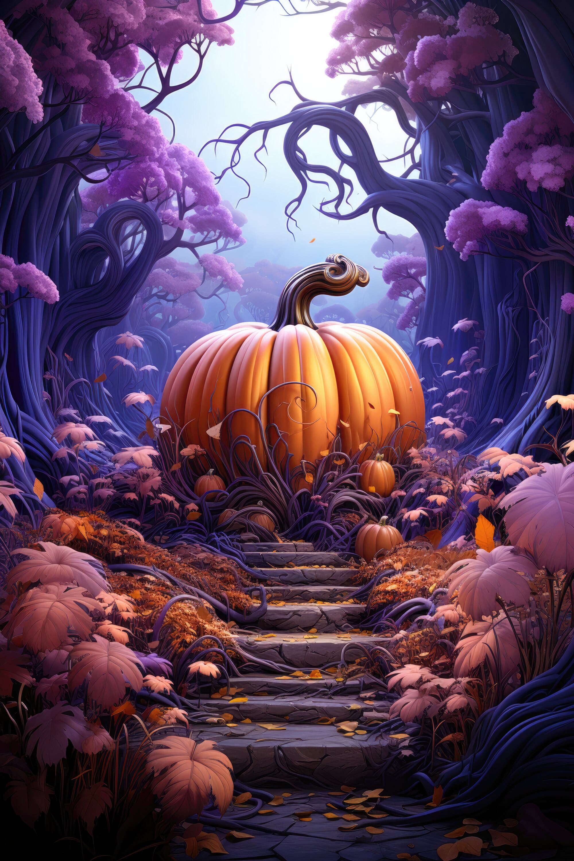 Digital Halloween Art Purple Foliage