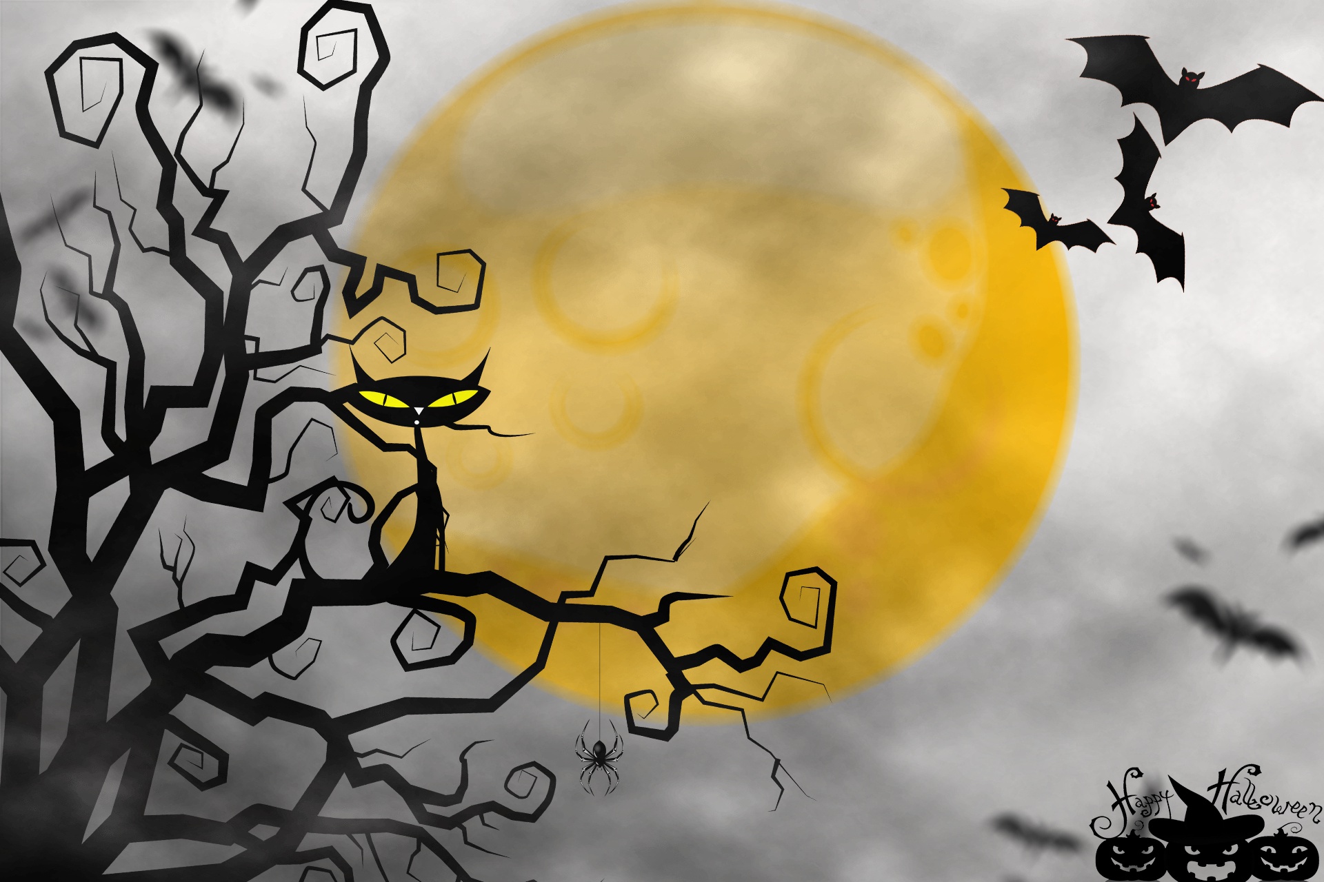 Moon Cat Holiday Halloween HD Wallpaper