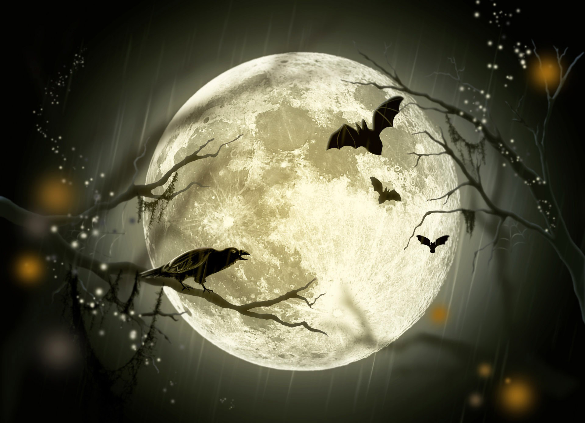 Spooky Halloween Illustration of Bats