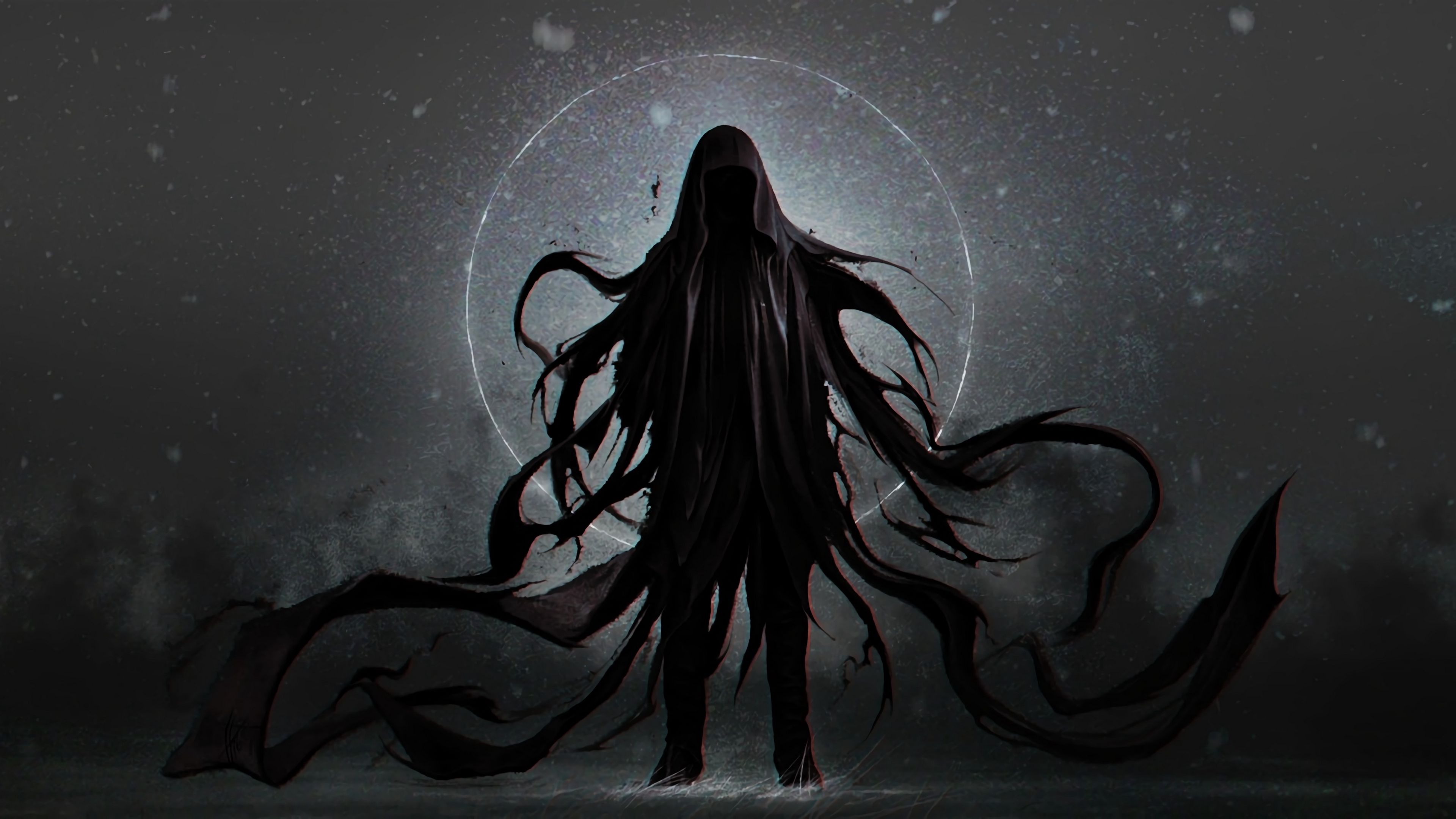 wallpaper 3840x2160 demon, cloak, hood