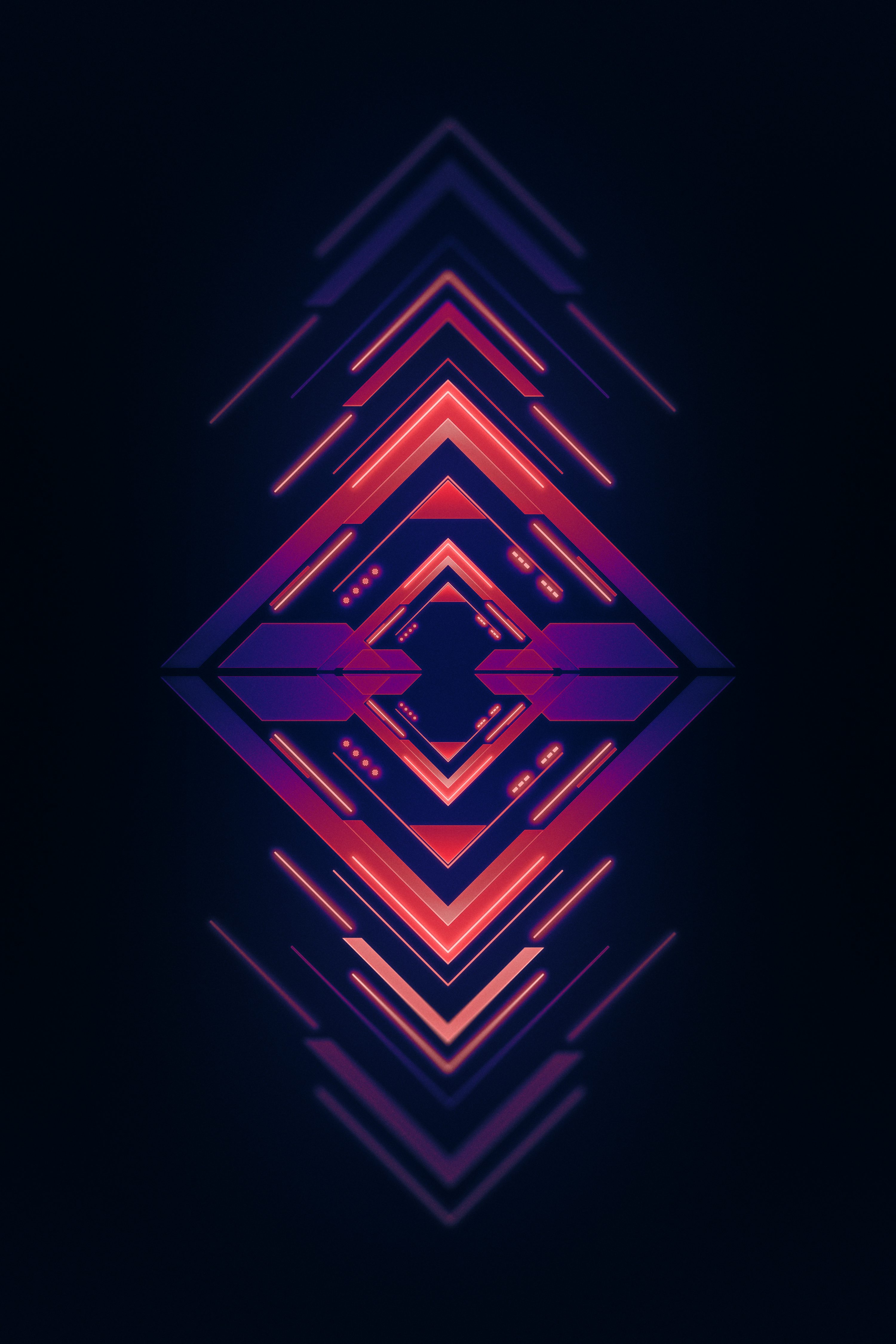 A dark background with a red and blue