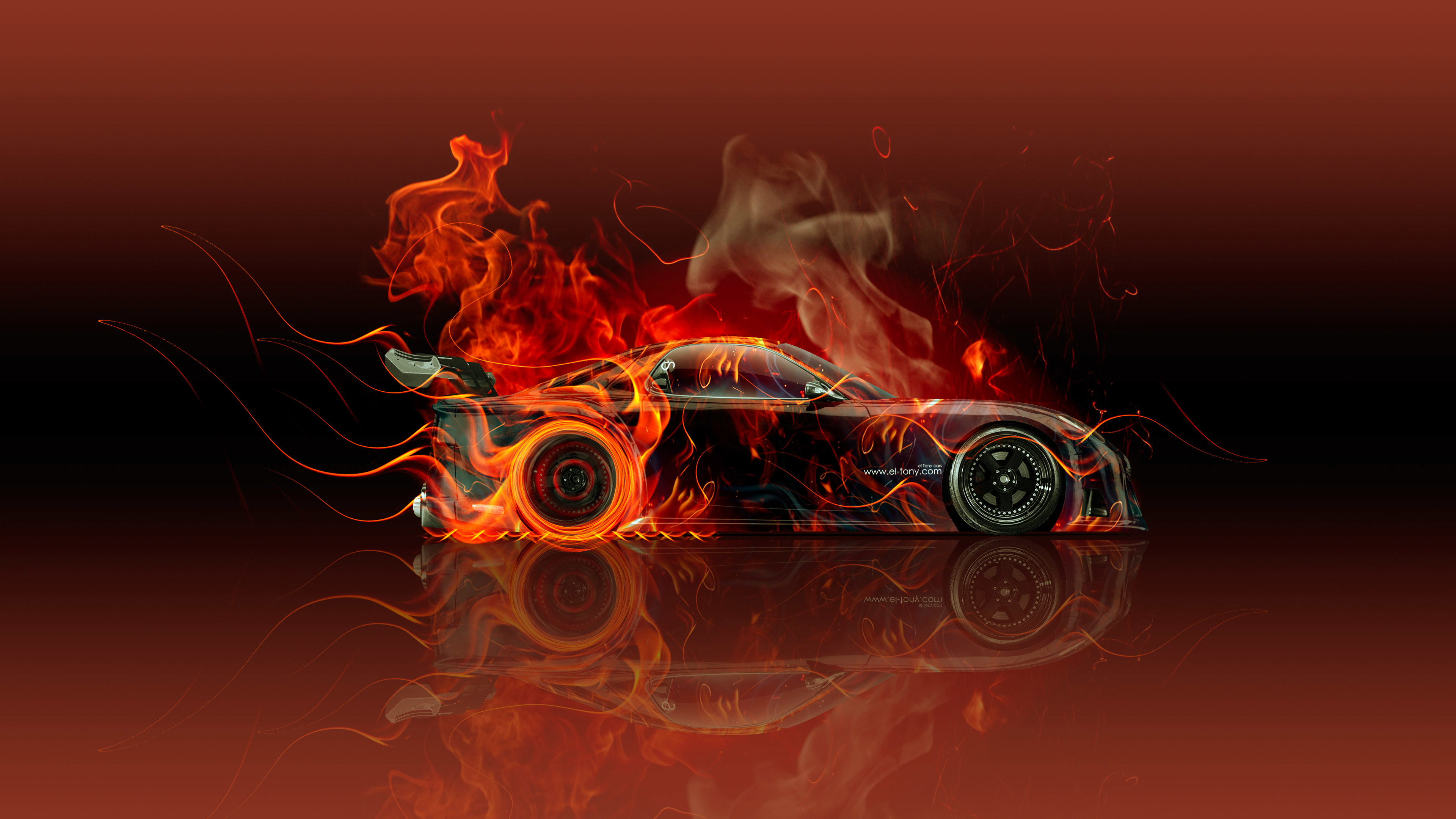 Wallpaper Black and Orange Car With