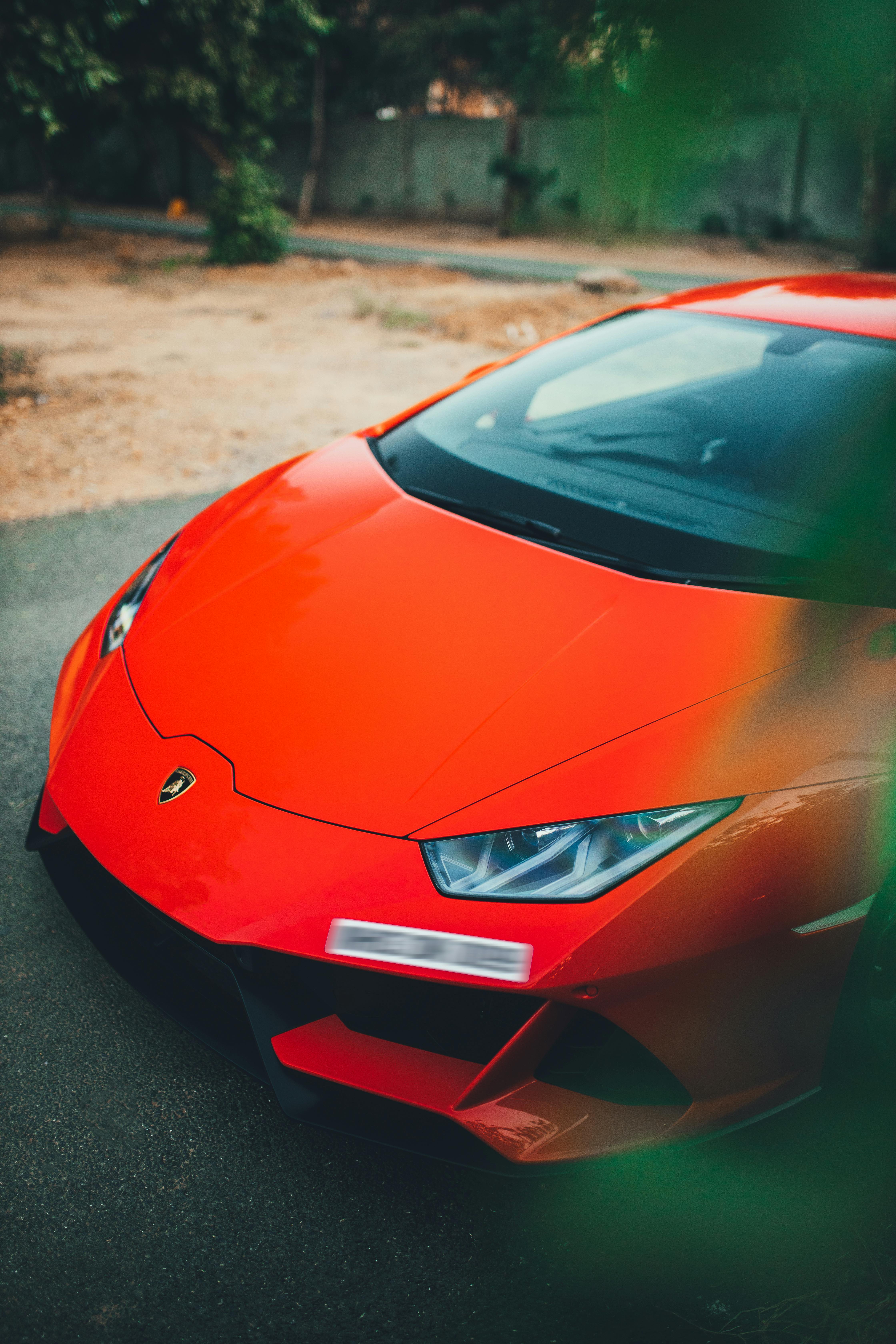 Close Up Of Orange Exotic Sports Car