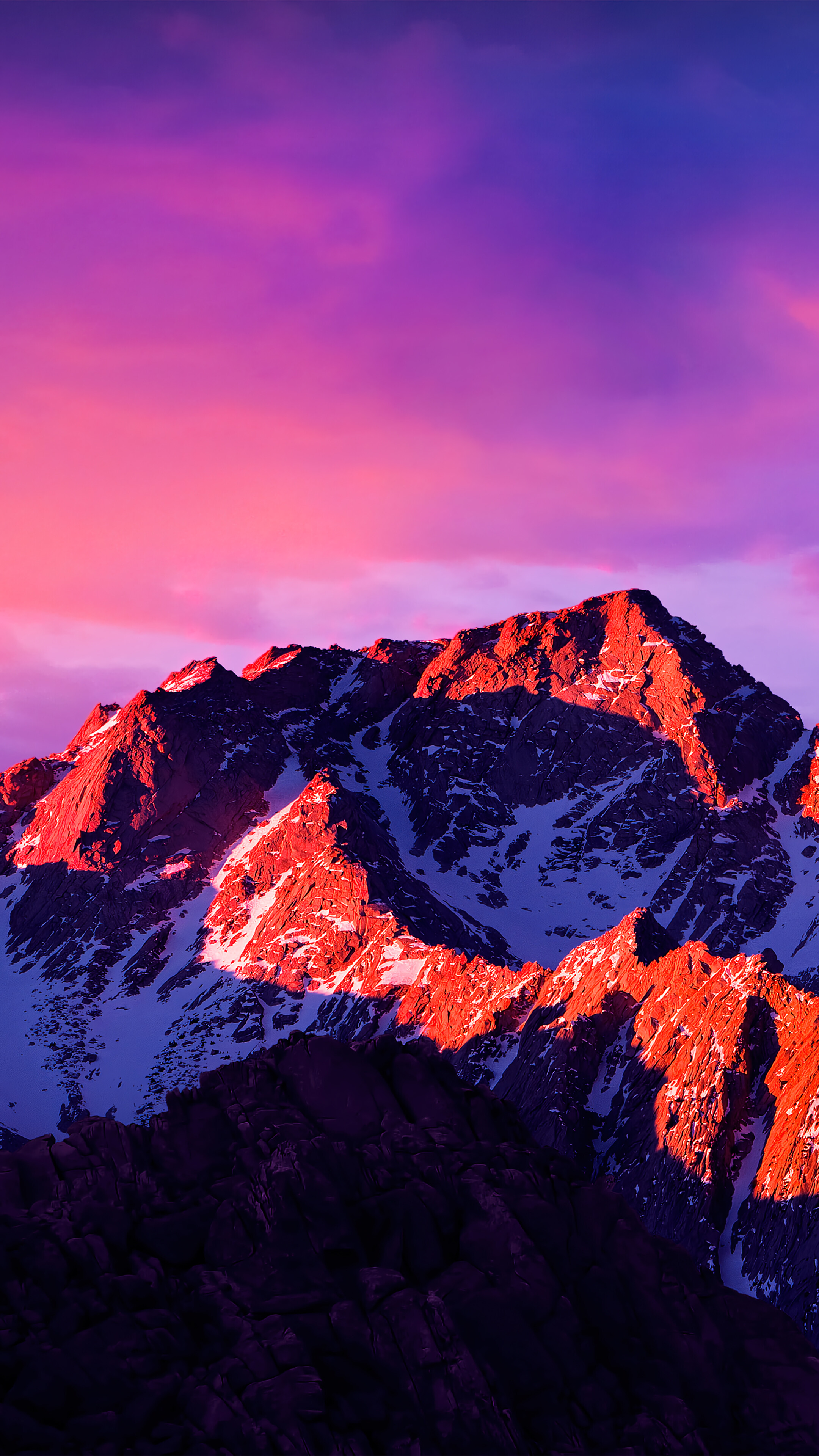 macOS Sierra Mountain Snow Alpenglow 4K