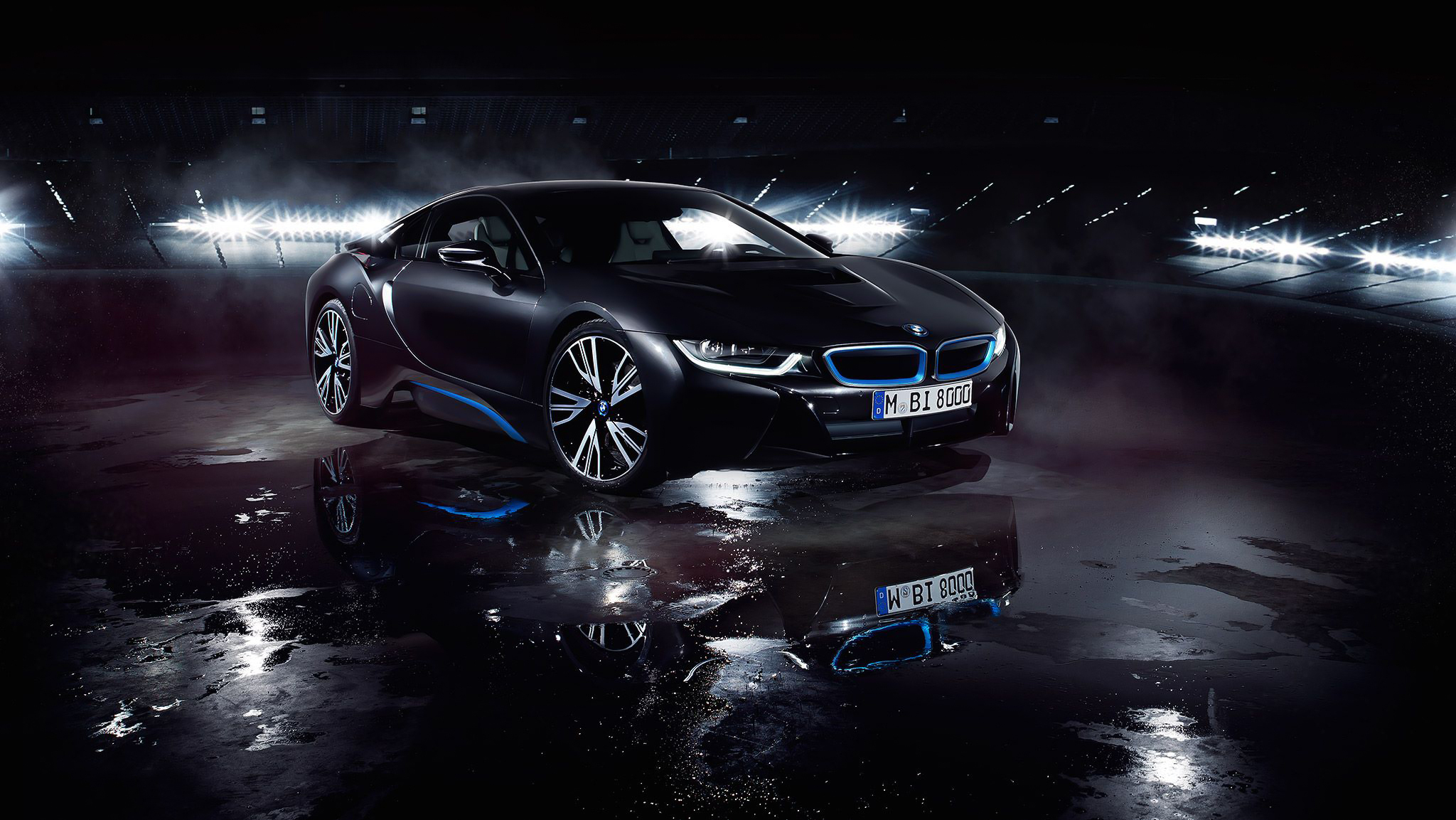 Wallpaper BMW, German, Car, Front, Black, Water, Matte, Ligth for mobile and desktop, section bmw, resolution 2048x1153