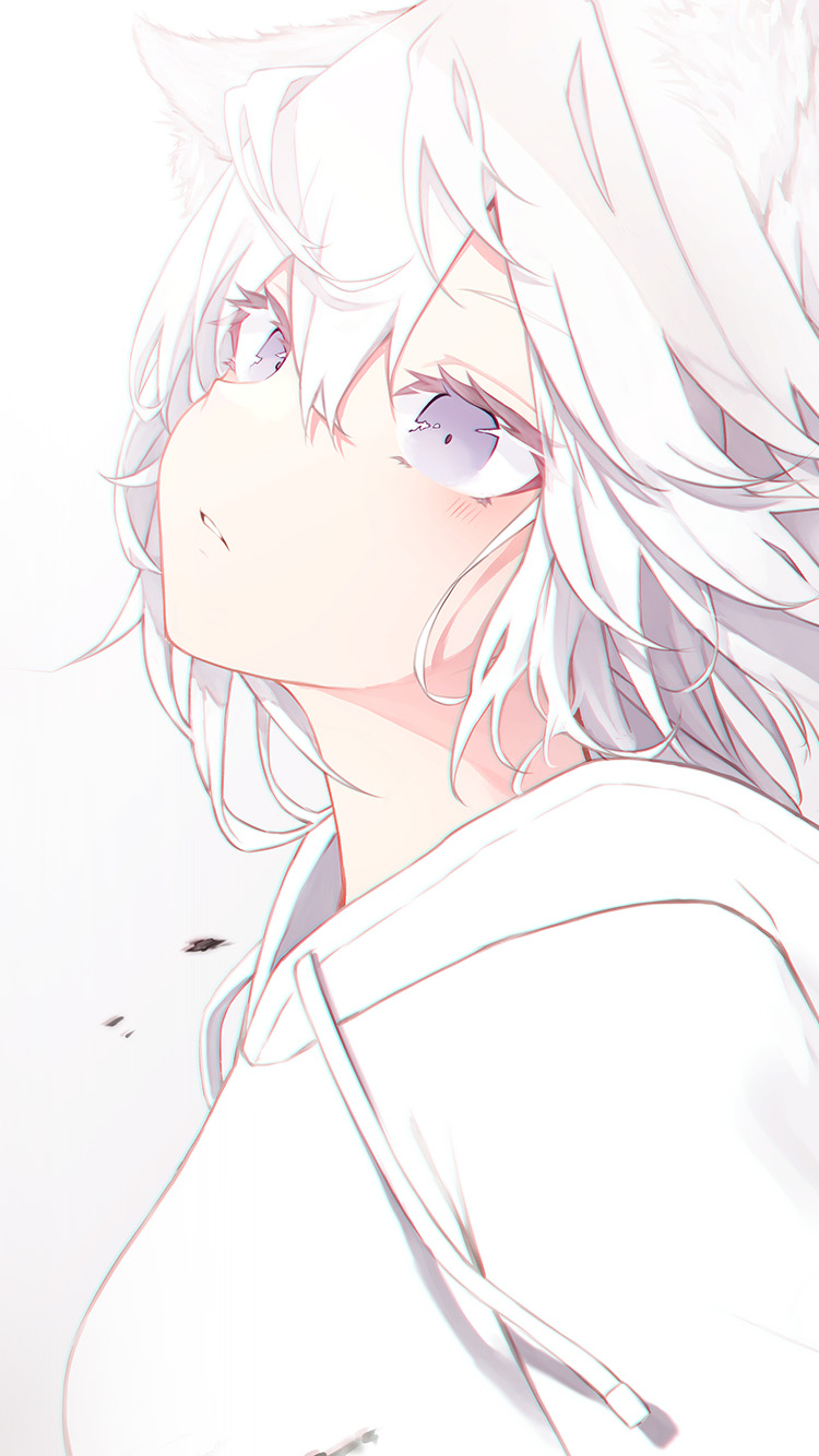 Art Anime Girl White Wallpaper