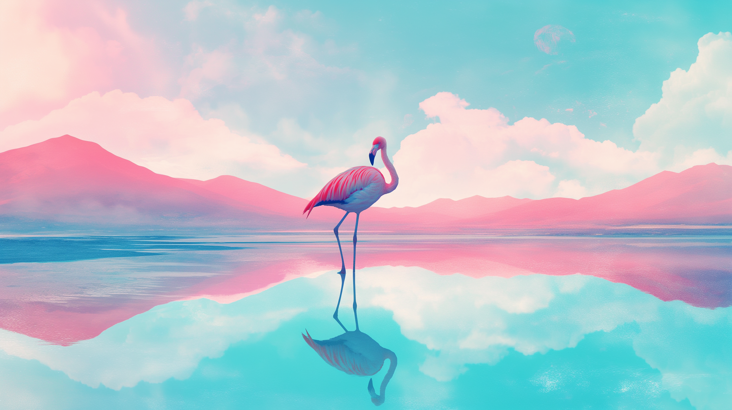 Mural Wallpaper Collage. Pink Flamingo