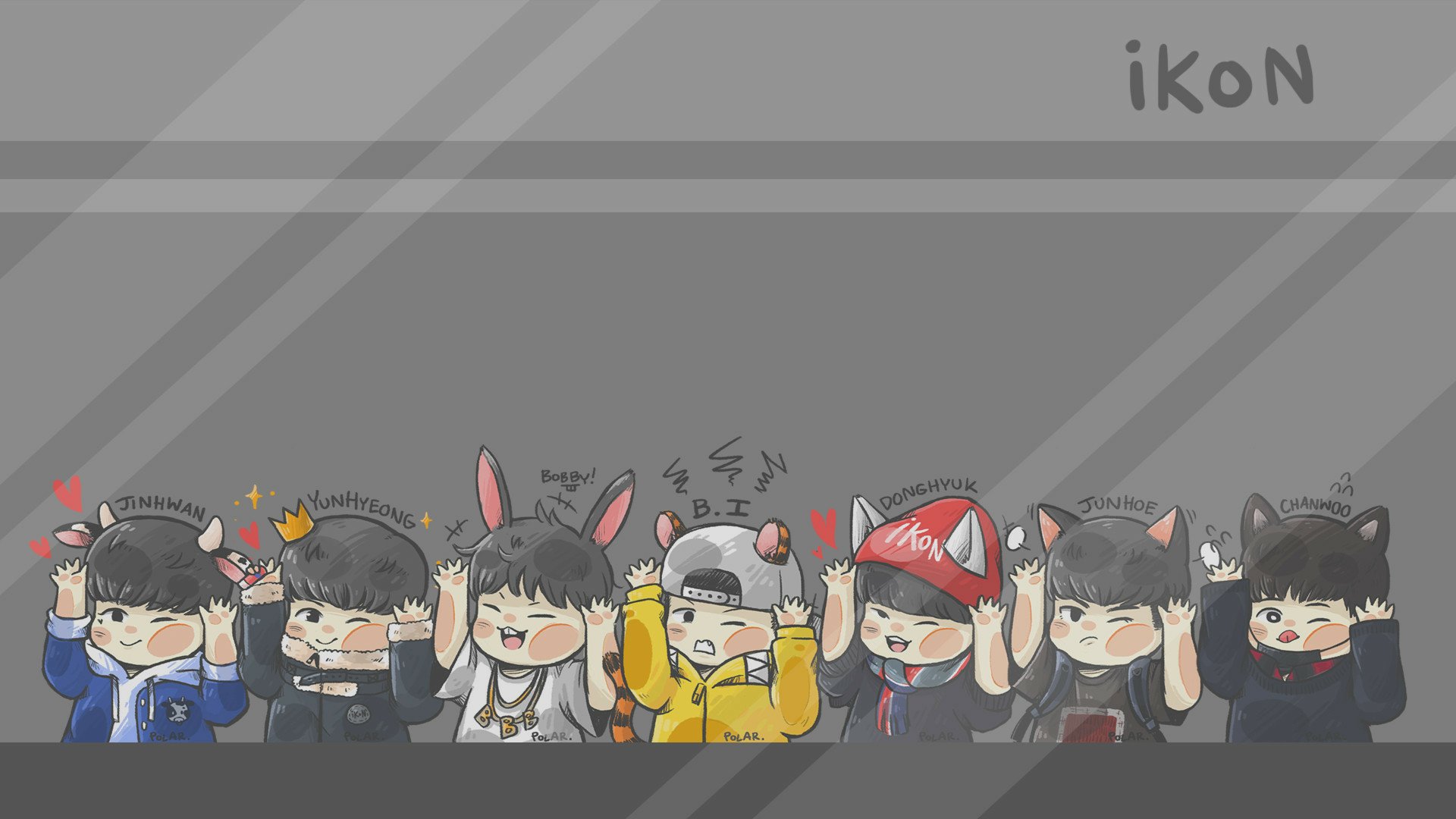 iKON Chibi Characters HD Wallpaper