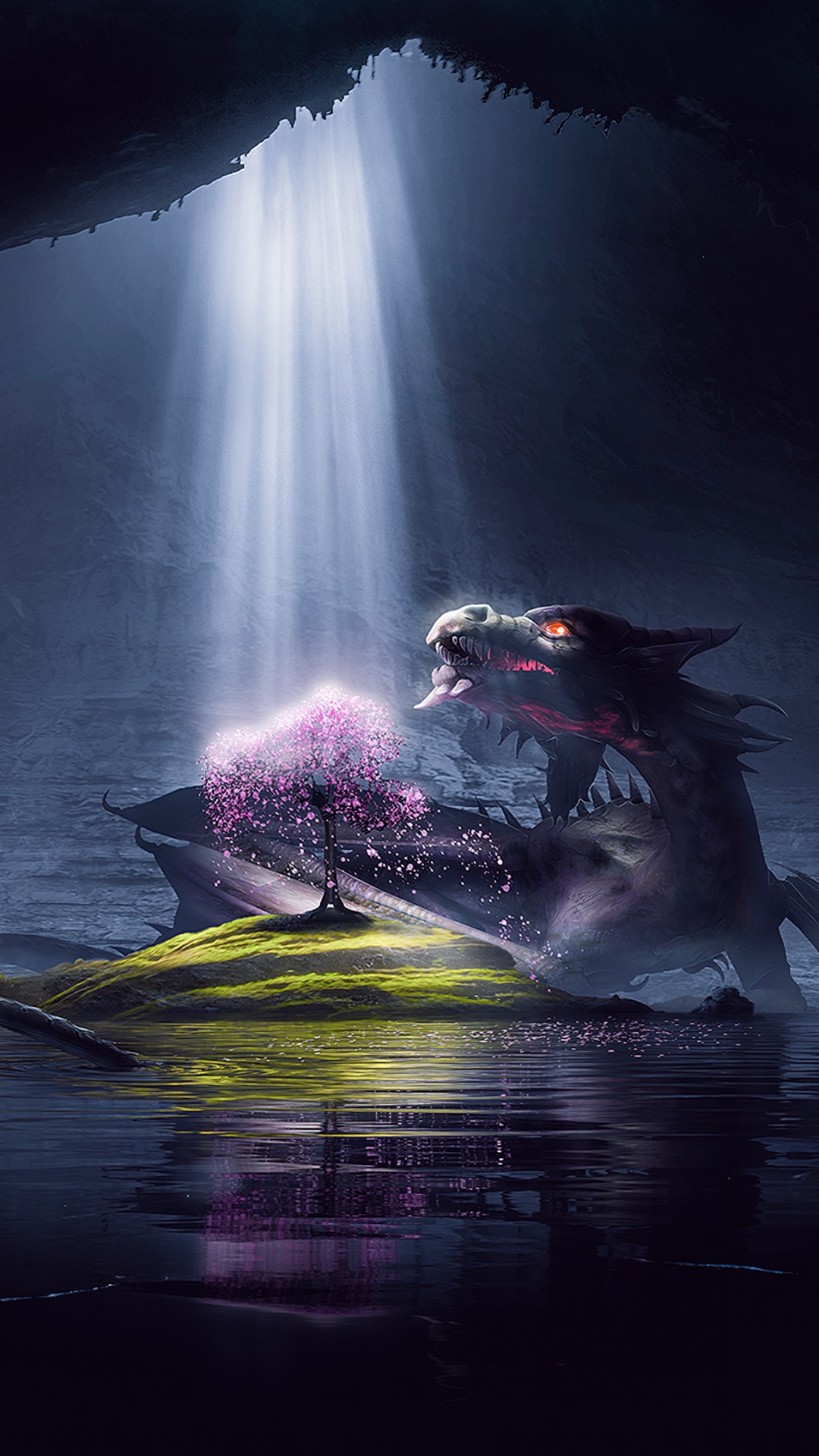 Dragon Wallpaper 4K, Cave, Mythical