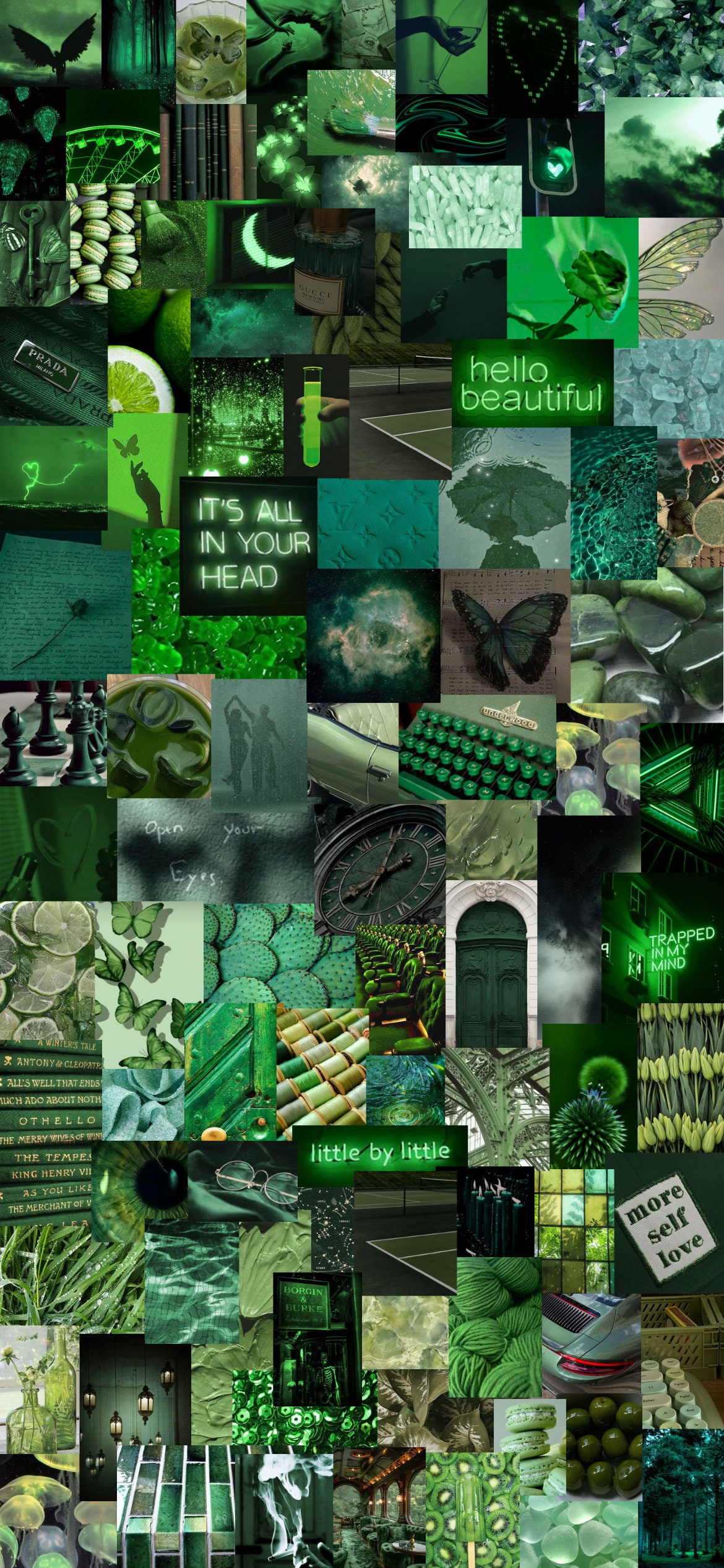 Dark Green Aesthetic Collage iPhone