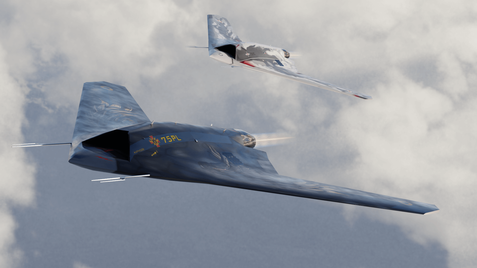 Sukhoi S 70 Okhotnik 3D Render, Digital