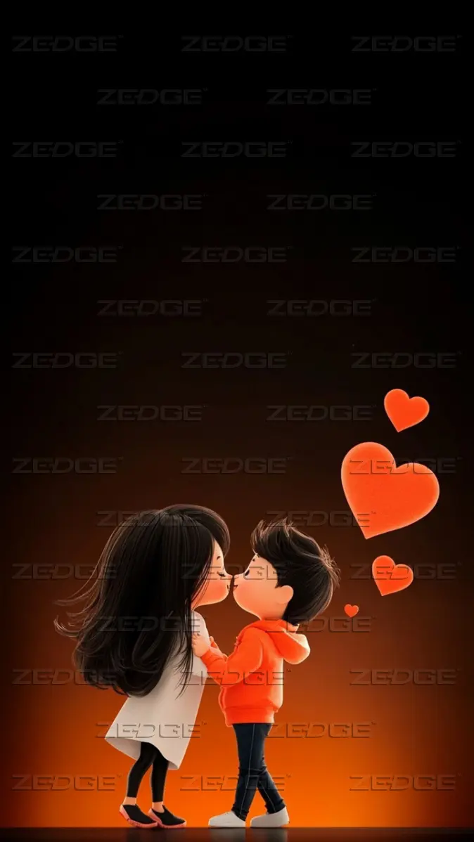 Sweet Cartoon Couple in Love wallpaper