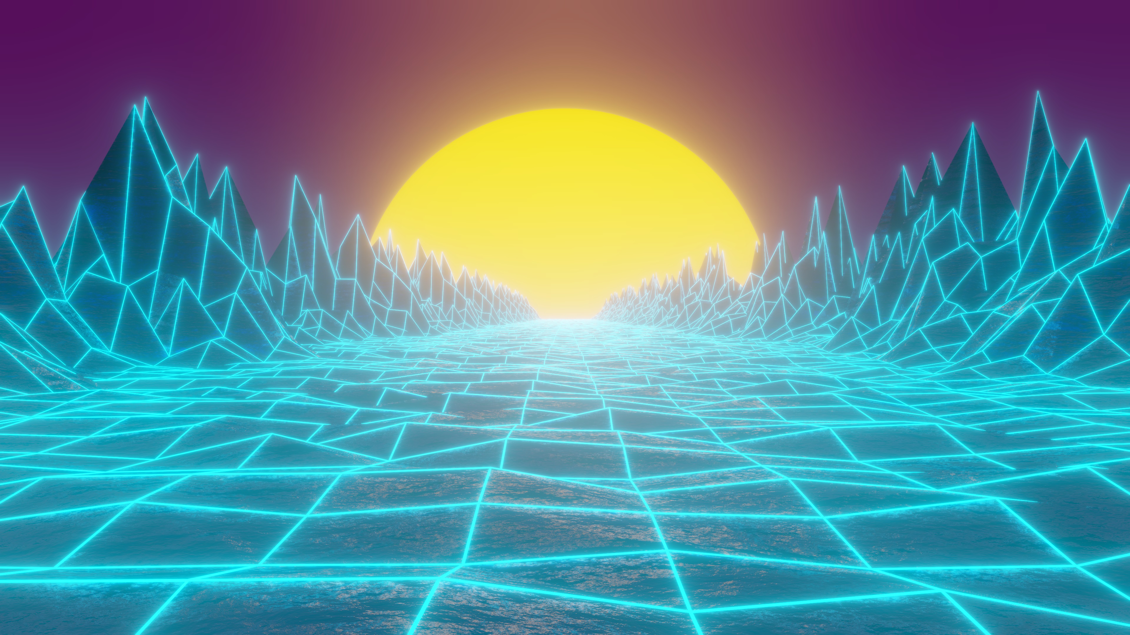 Download Synthwave Mountain Grid