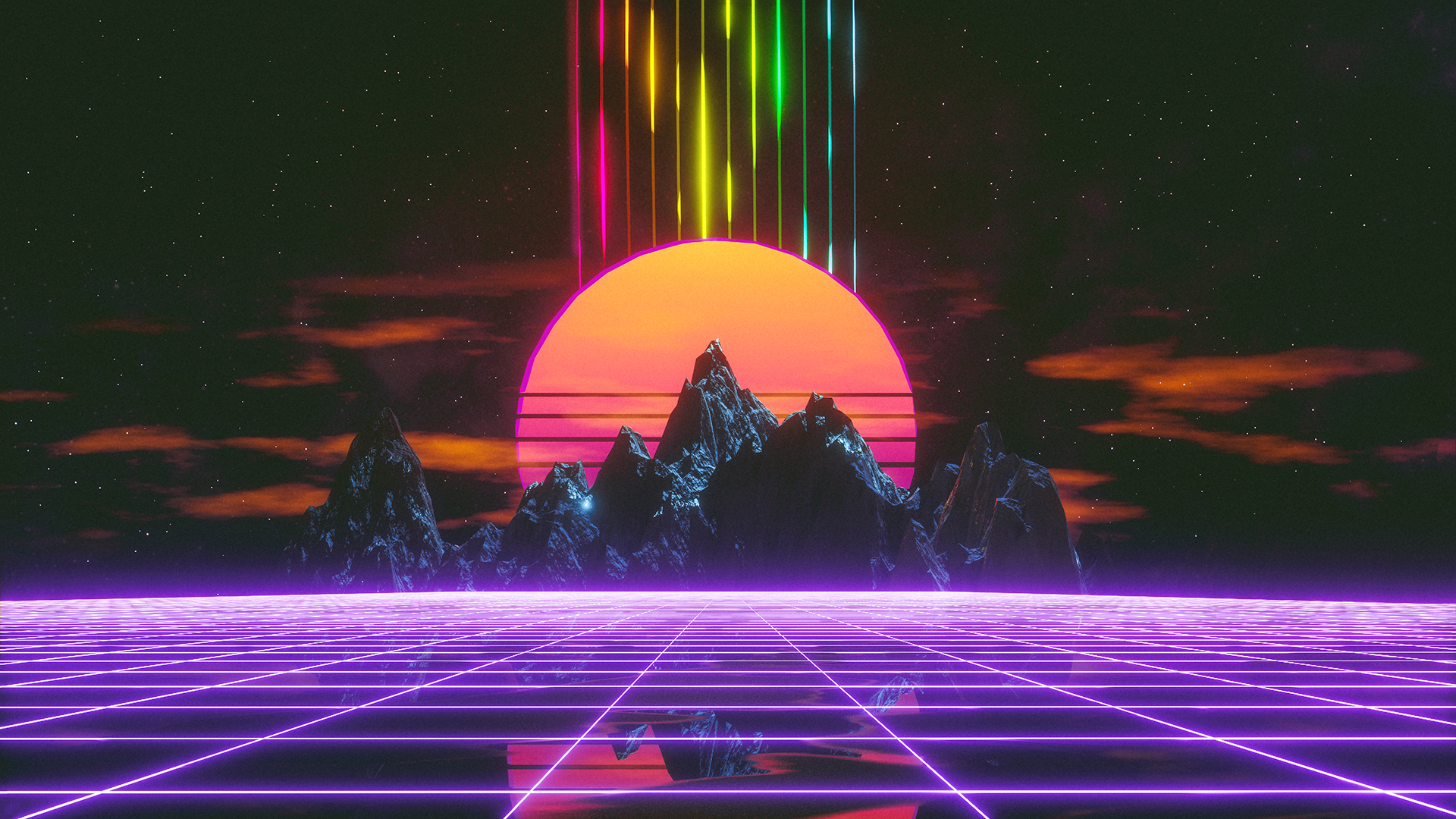 retro style grid synthwave Retrowave