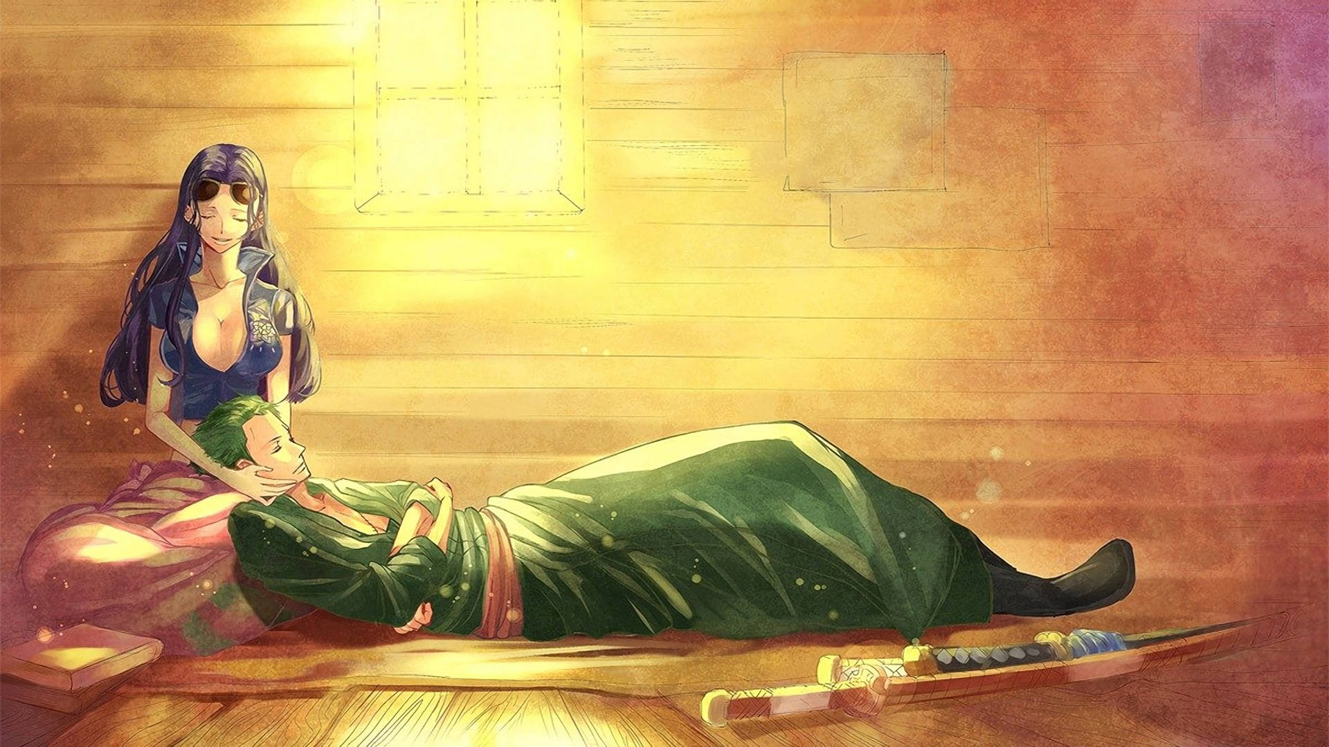 Nico Robin One Piece Zoro Sleeping