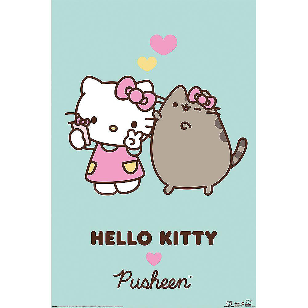 Hello Kitty Love Pusheen Poster Green