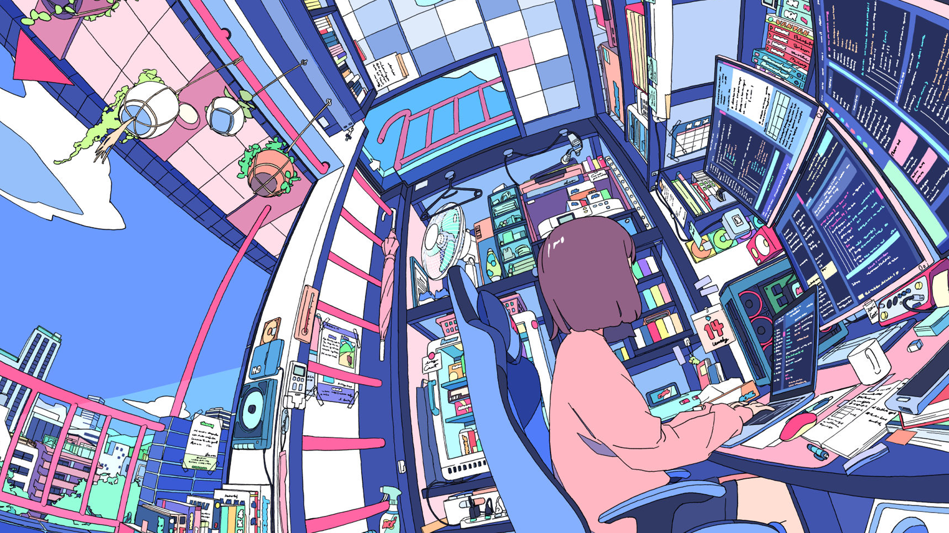 HD Lofi Anime Bedroom Wallpaper: Cozy