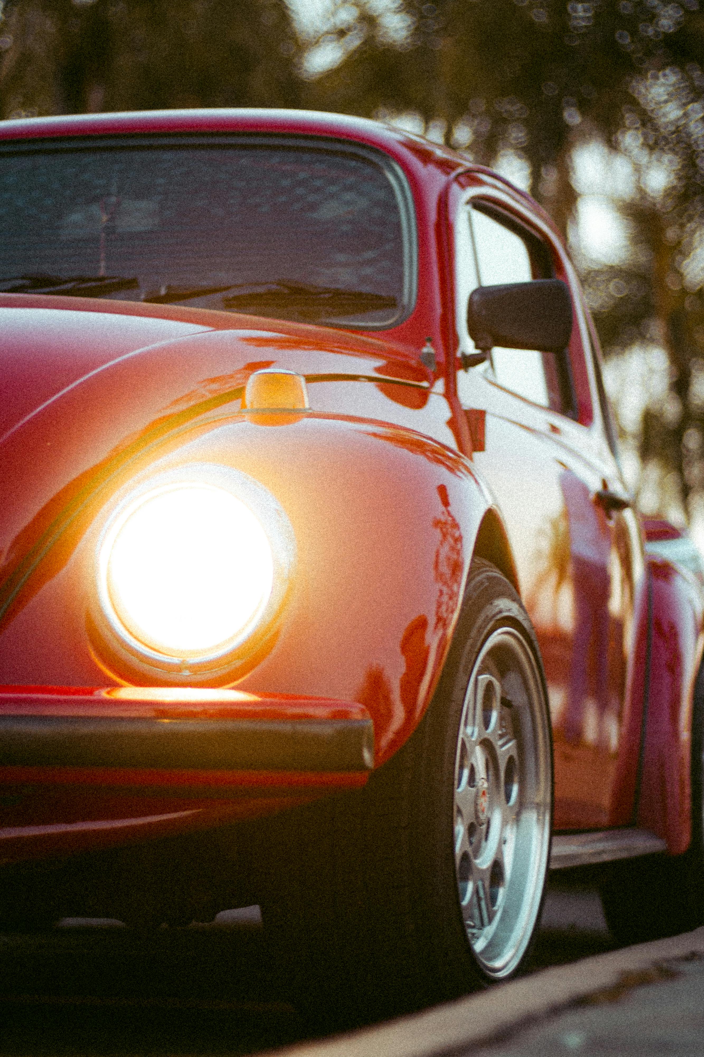 Orange Volkswagen Beetle Car Headlight
