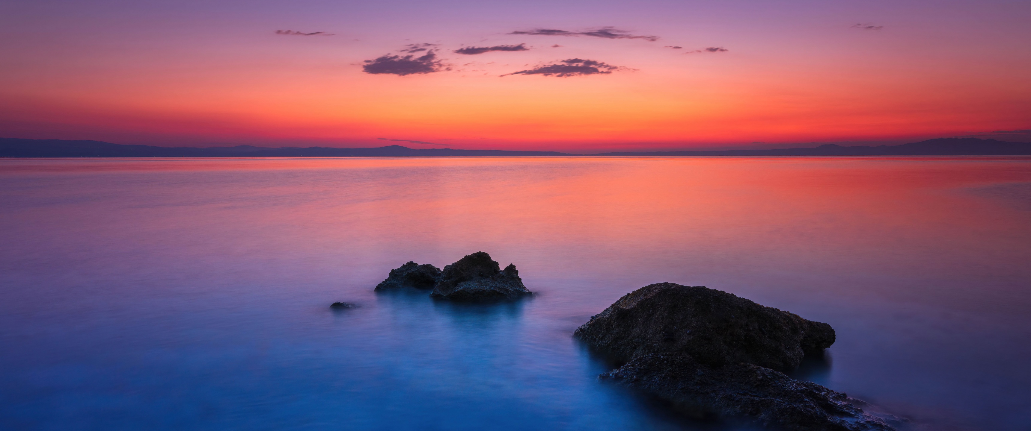 Seascape Wallpaper 4K, Twilight, Sunset