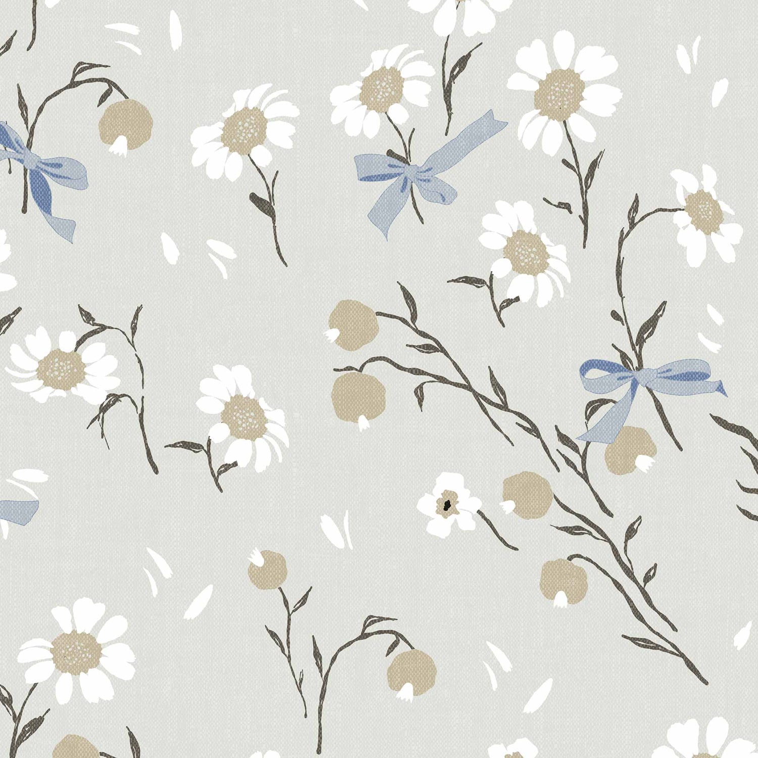 Daisies and Bows Wallpaper Olive