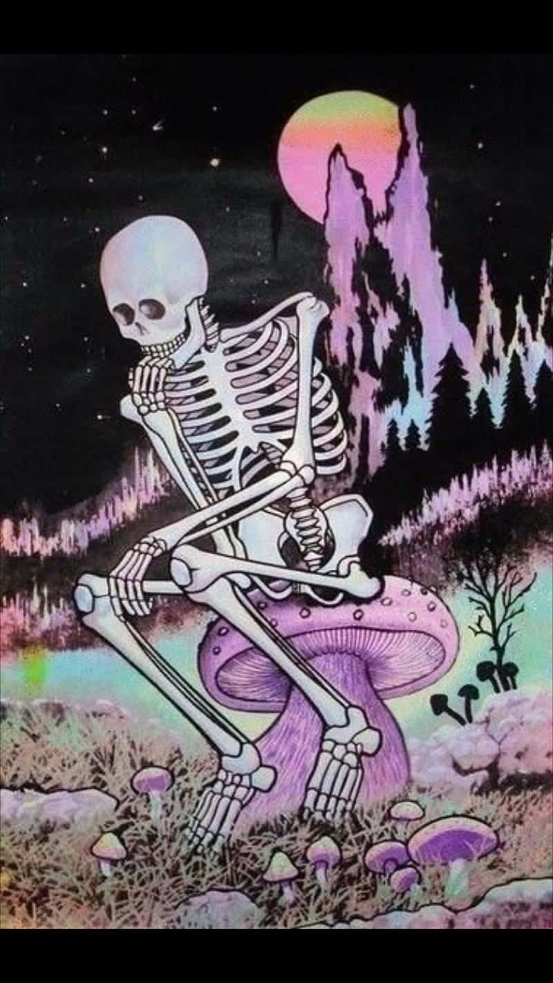 Purple Skeleton Aesthetic Wallpaper