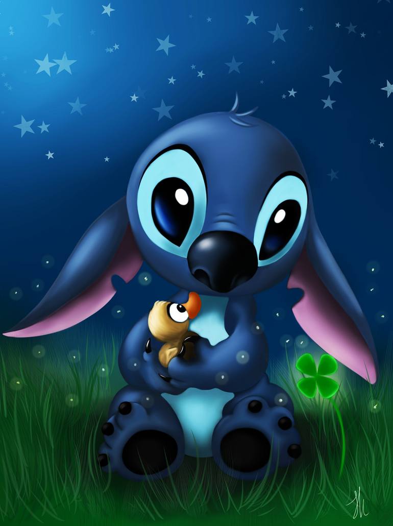 Stitch, Four Leaf Clover, Duck, Stars