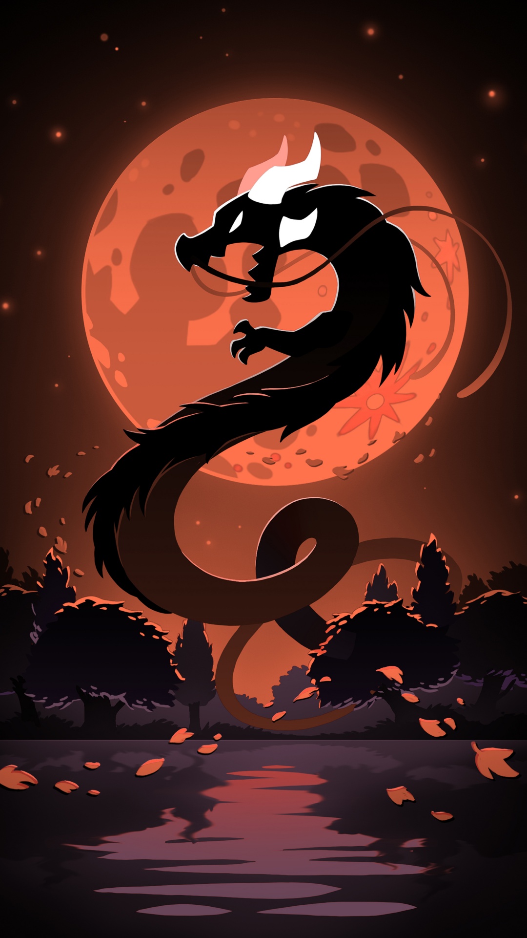 Dragon Wallpaper 4K, Blood Moon