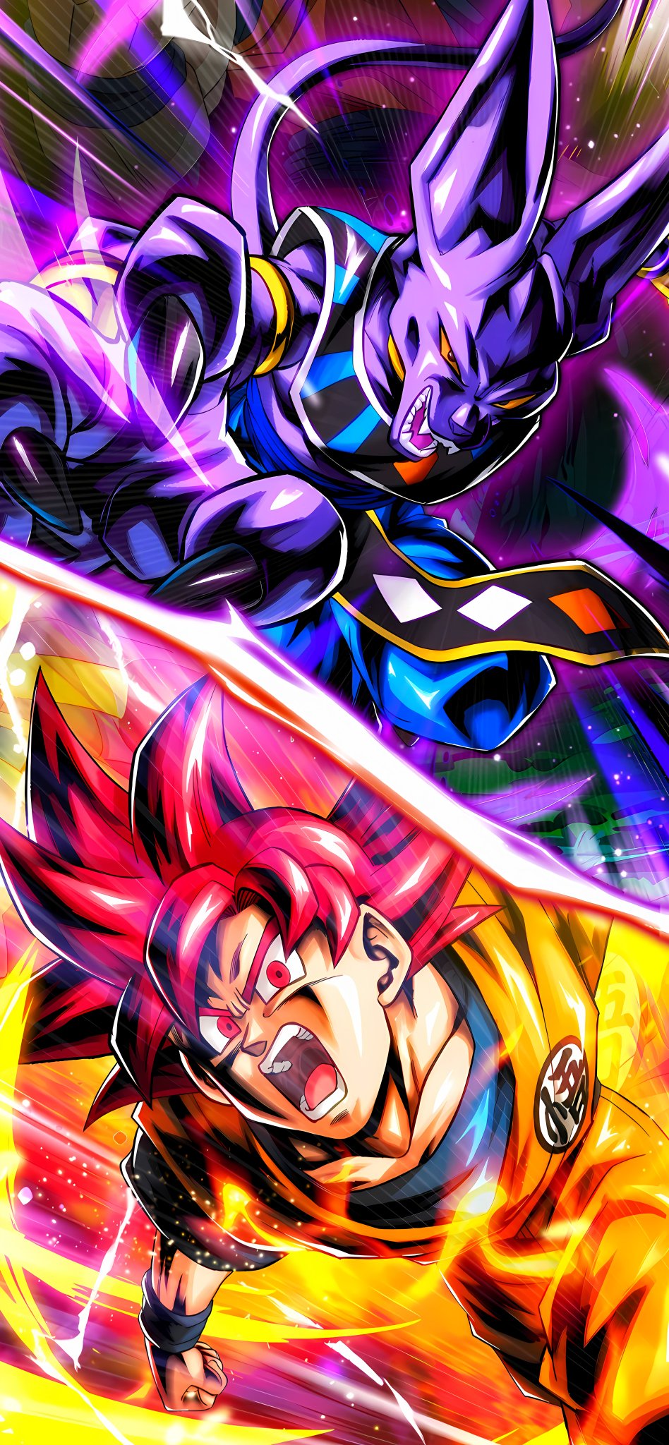 God Goku and Beerus Phone Wallpaper
