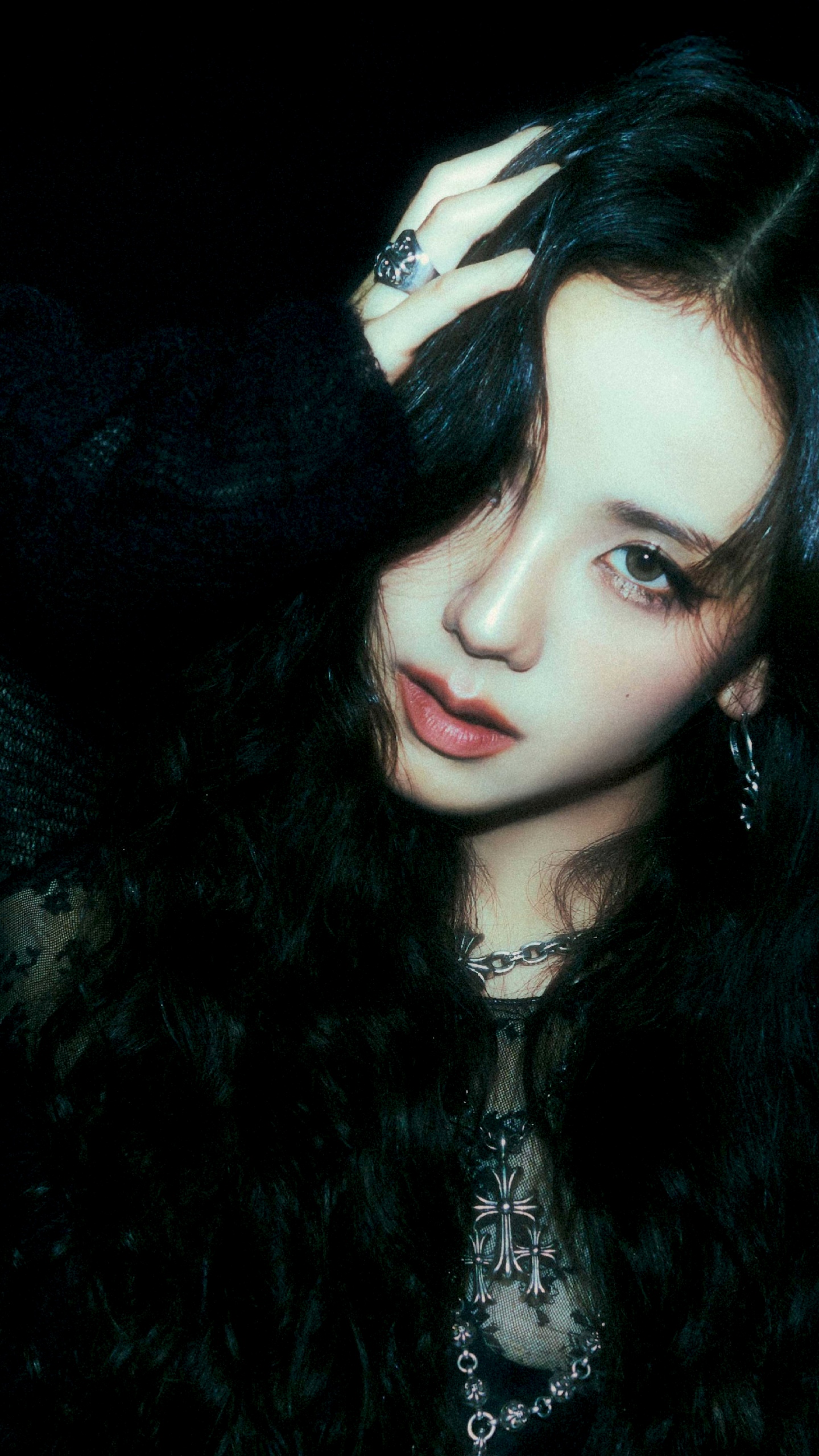 Wallpaper 4K, 5K, Dark background, Jisoo