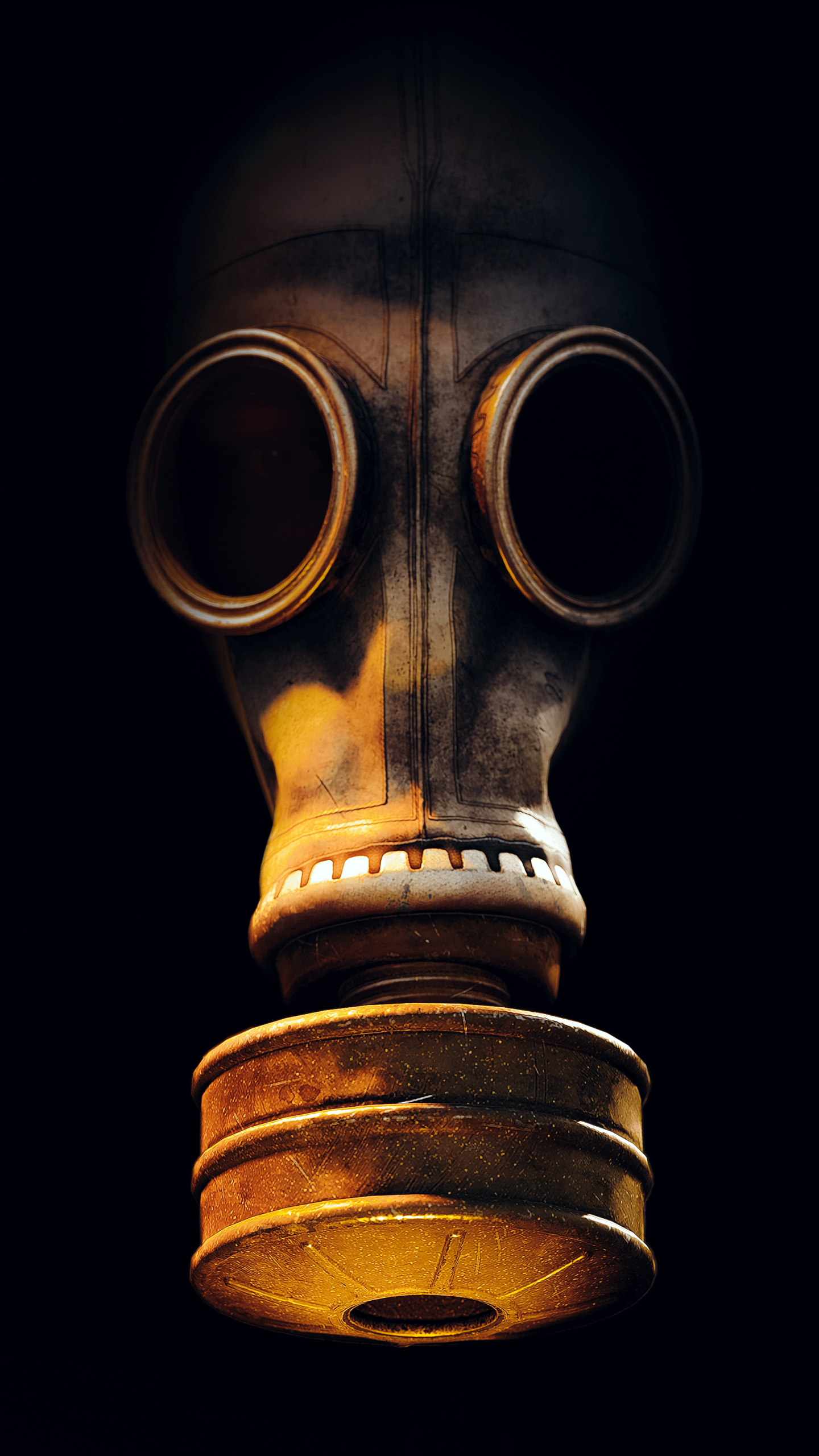 Wallpaper 4K, Gas mask, Dark background, 5K