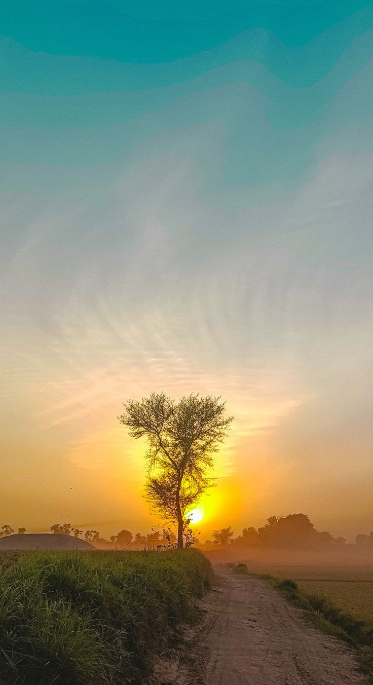 Village sunset aesthetic mobile Wallpaper