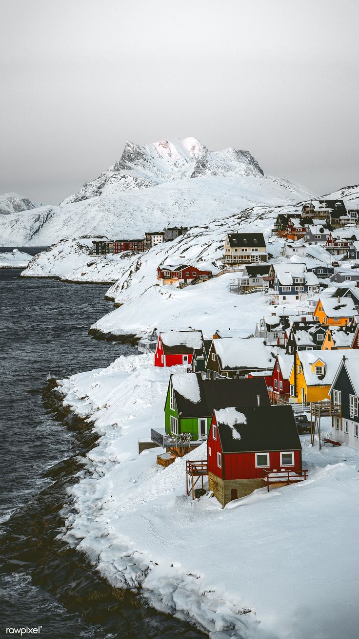 snowy coast in Nuuk, Greenland