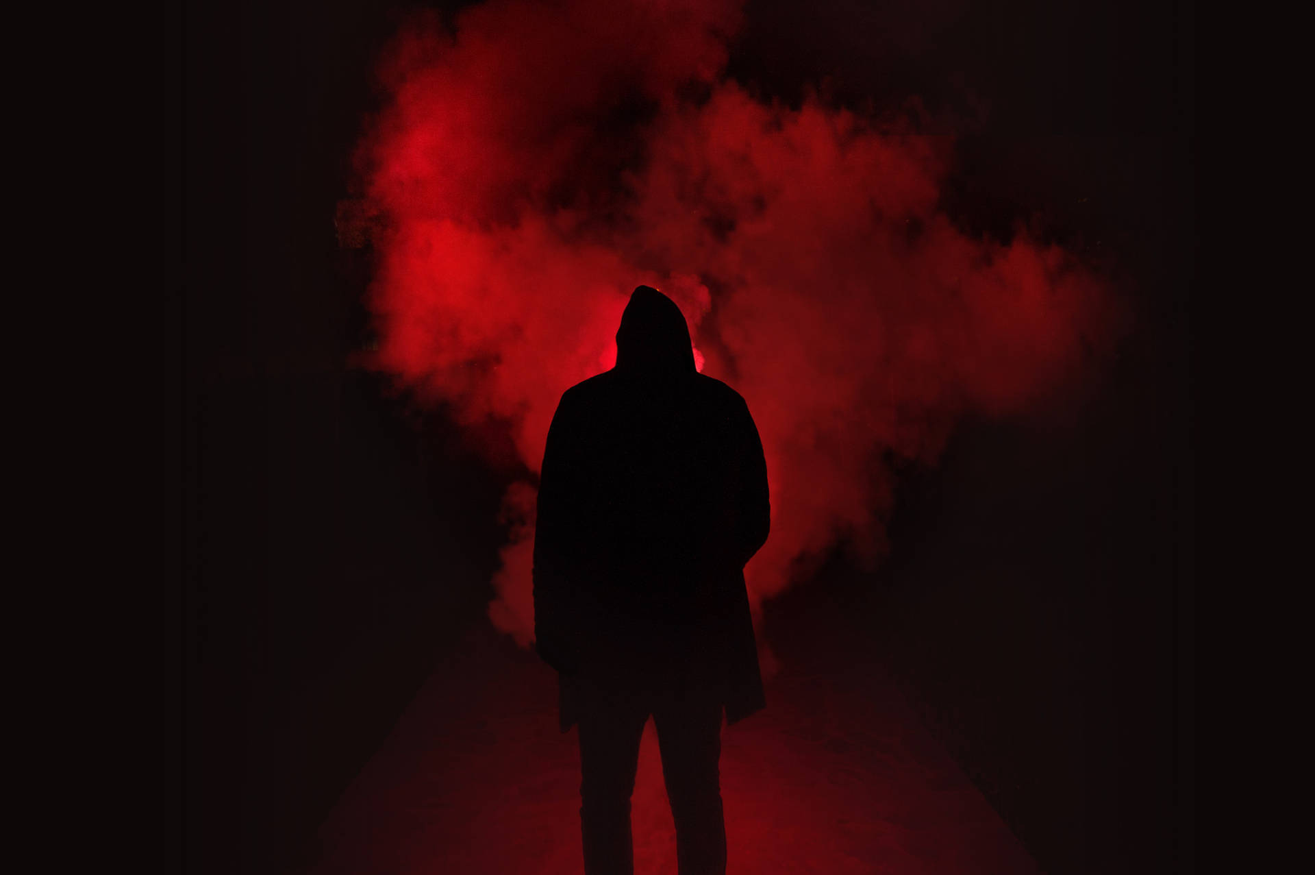 Red Hood Silhouette In Dark Red