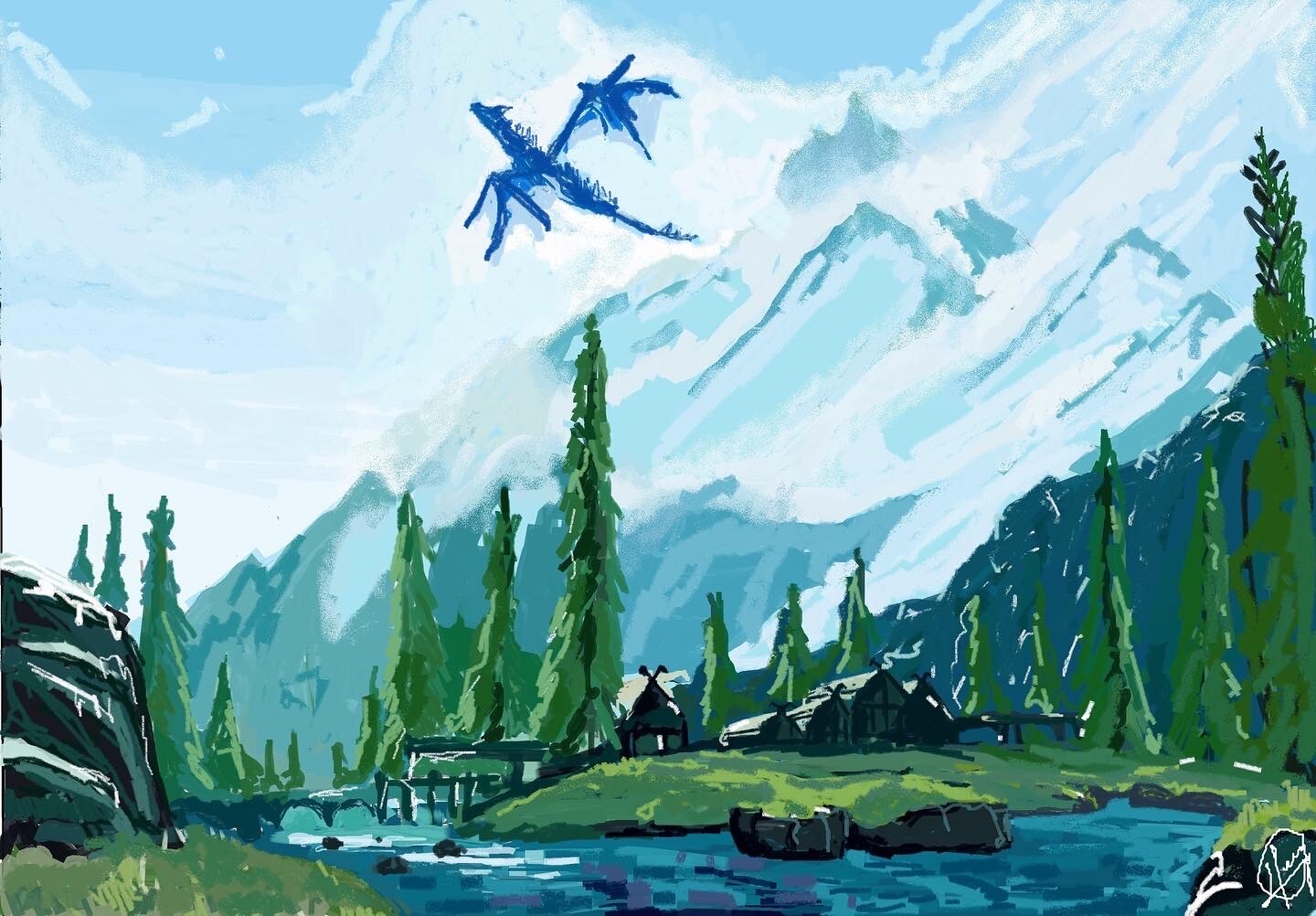 Skyrim landscapes on microsoft paint
