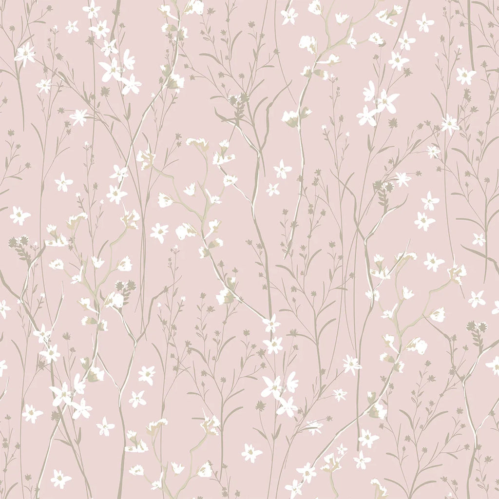 Summer Meadow Wallpaper in Pink