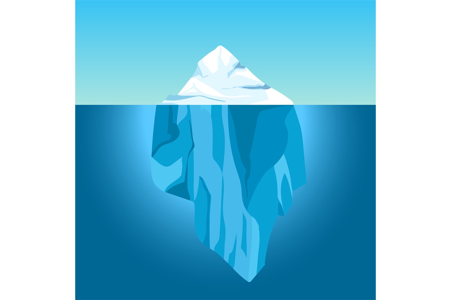 Cartoon iceberg in water. Big iceberg