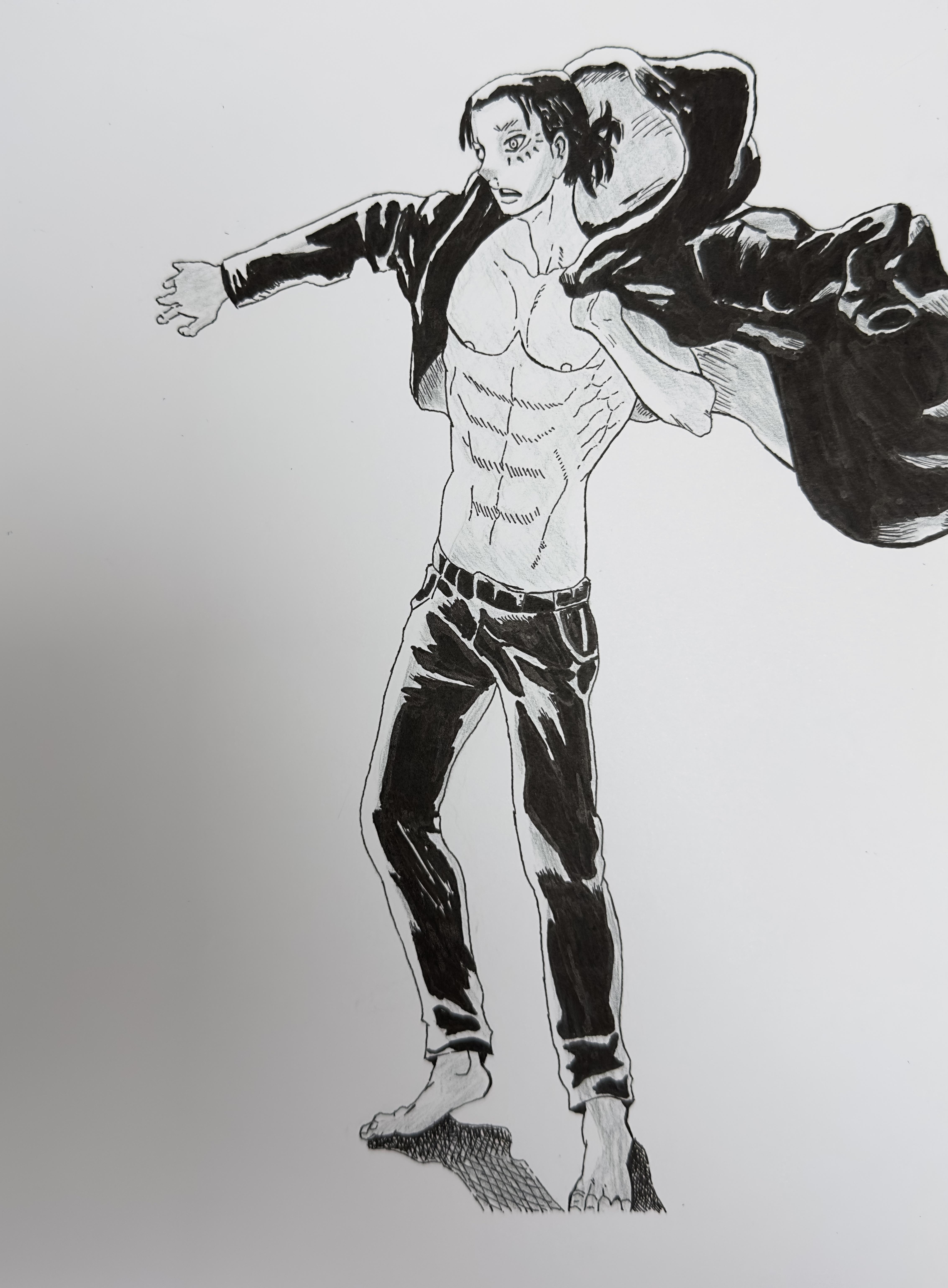 I drew the iconic panel of Eren putting