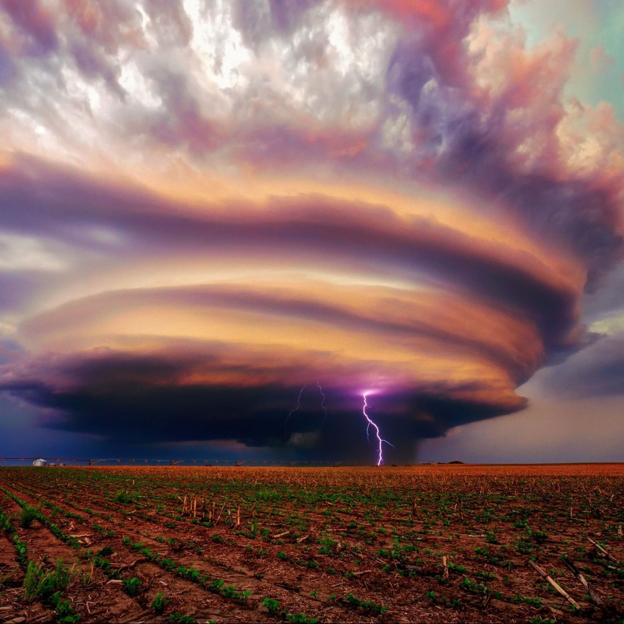 Spectacular Hurricane Over Farmland