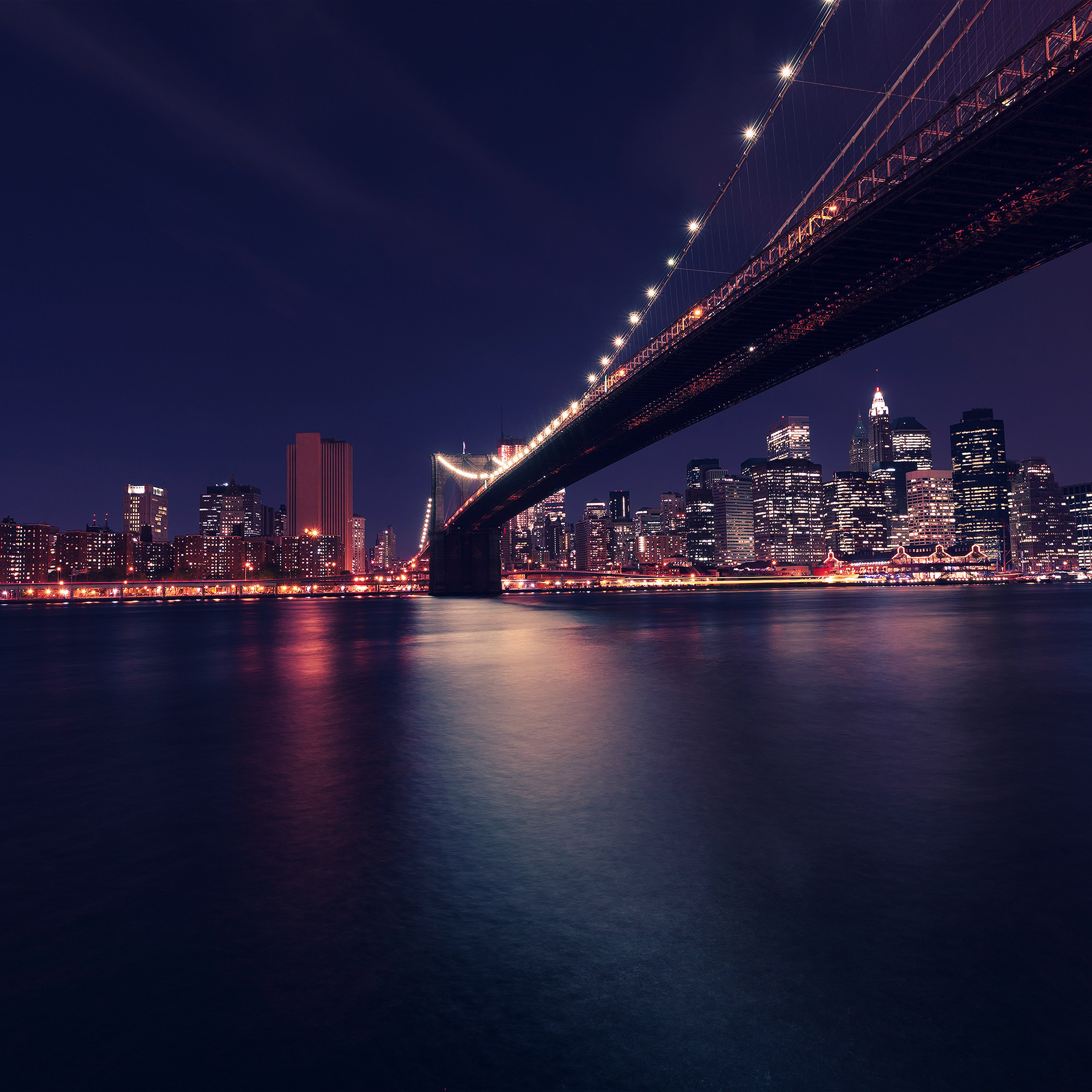 City Night River View Nature Blue