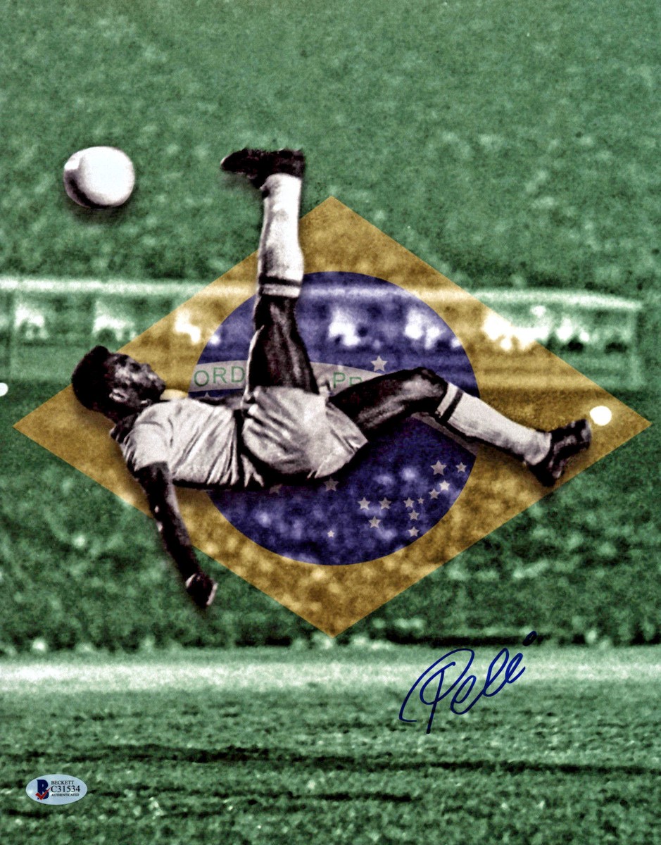 Pele Signed 11x14 Soccer Photo Bike