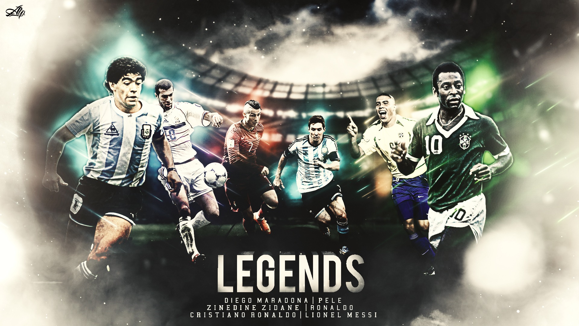 Wallpaper wallpaper, Cristiano Ronaldo, football, Lionel Messi, legends, Sport, Ronaldo, Zinedine Zidane for mobile and desktop, section спорт, resolution 1920x1080