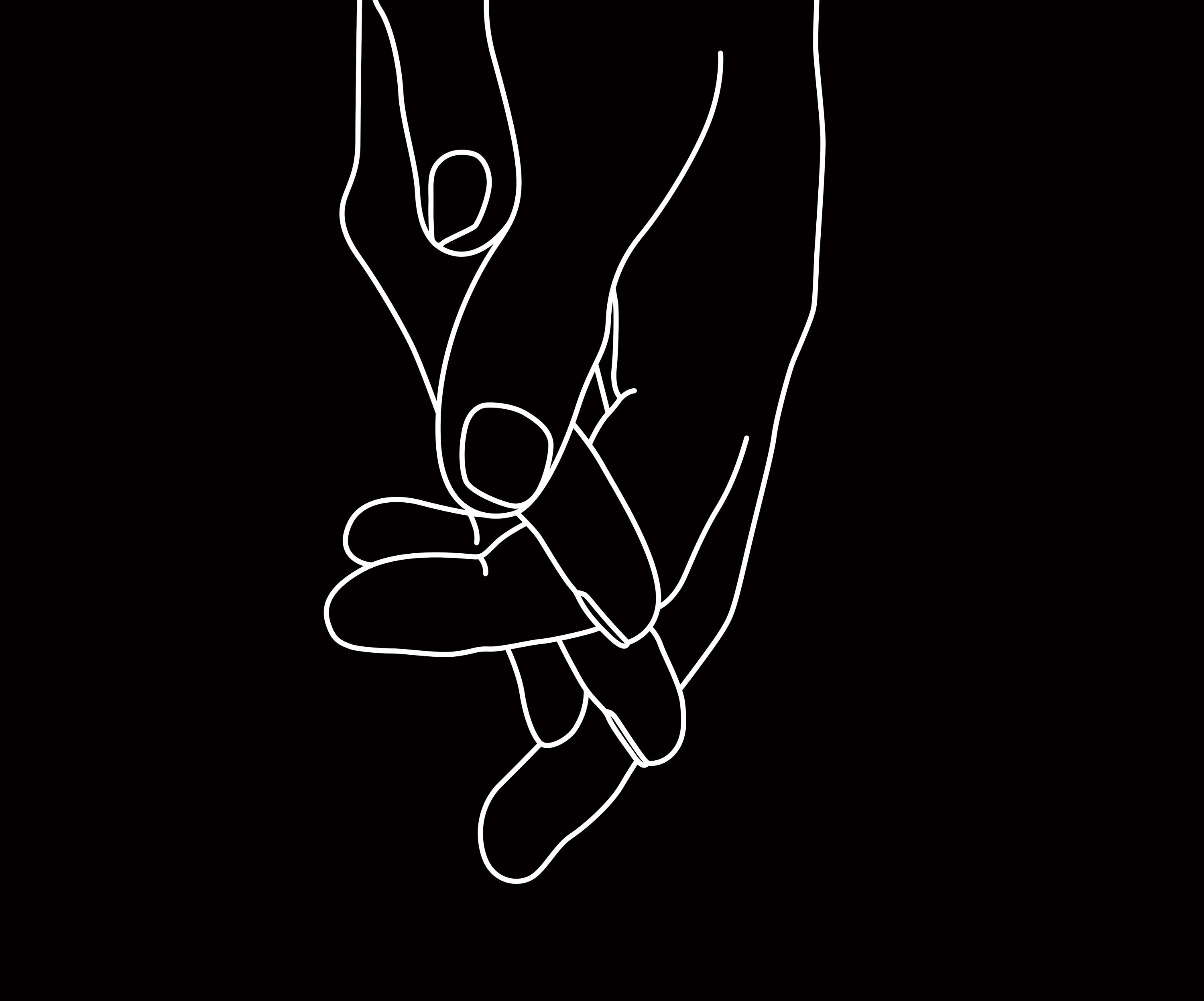 Black Holding Hands Print, Line Drawing