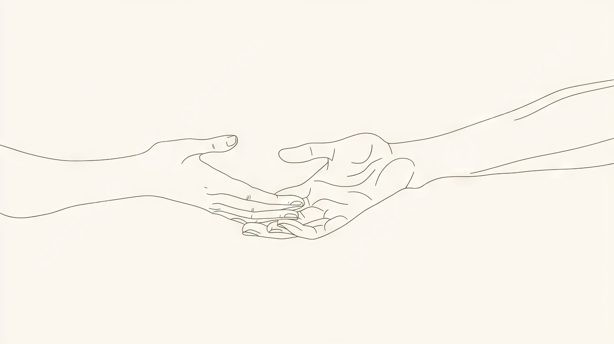 Line Art Drawing Of Two Hands Reaching