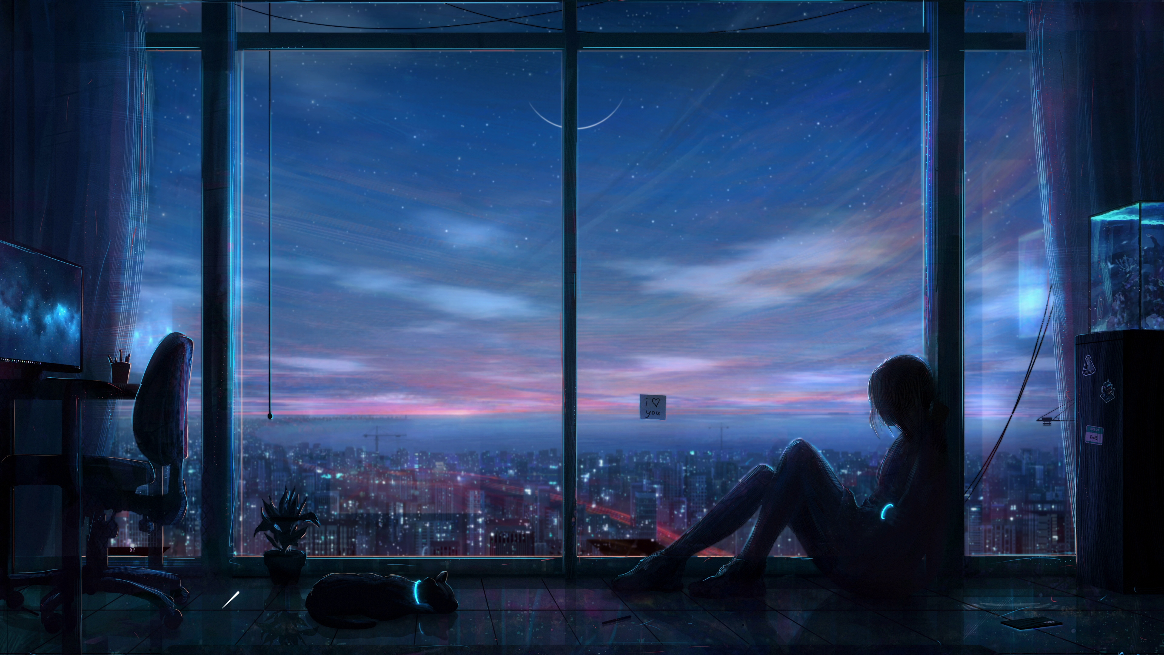 Nigh City Girl Sad Live Wallpaper