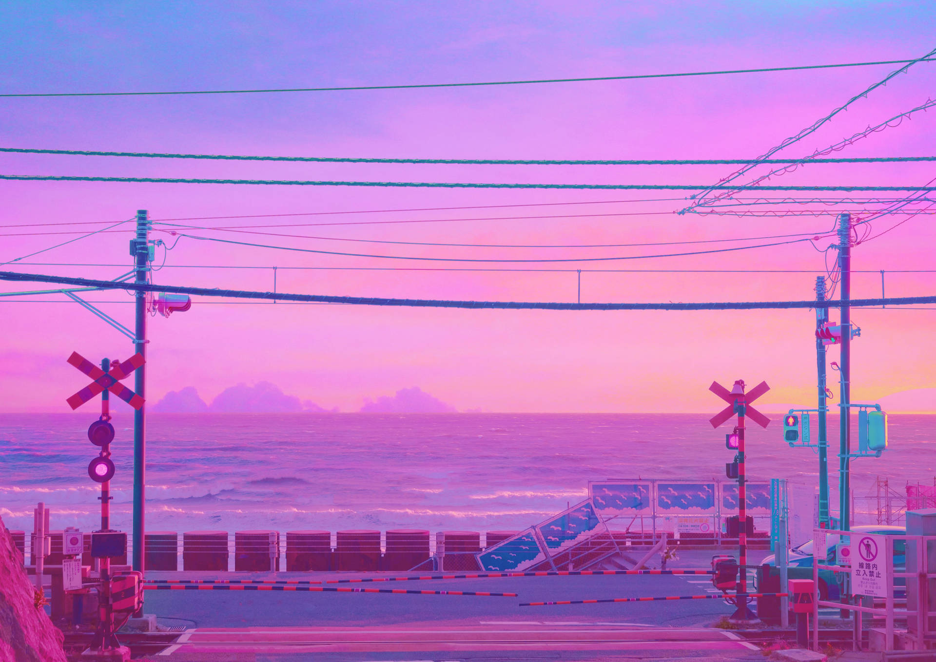 Railroad Crossing In Pastel Japanese